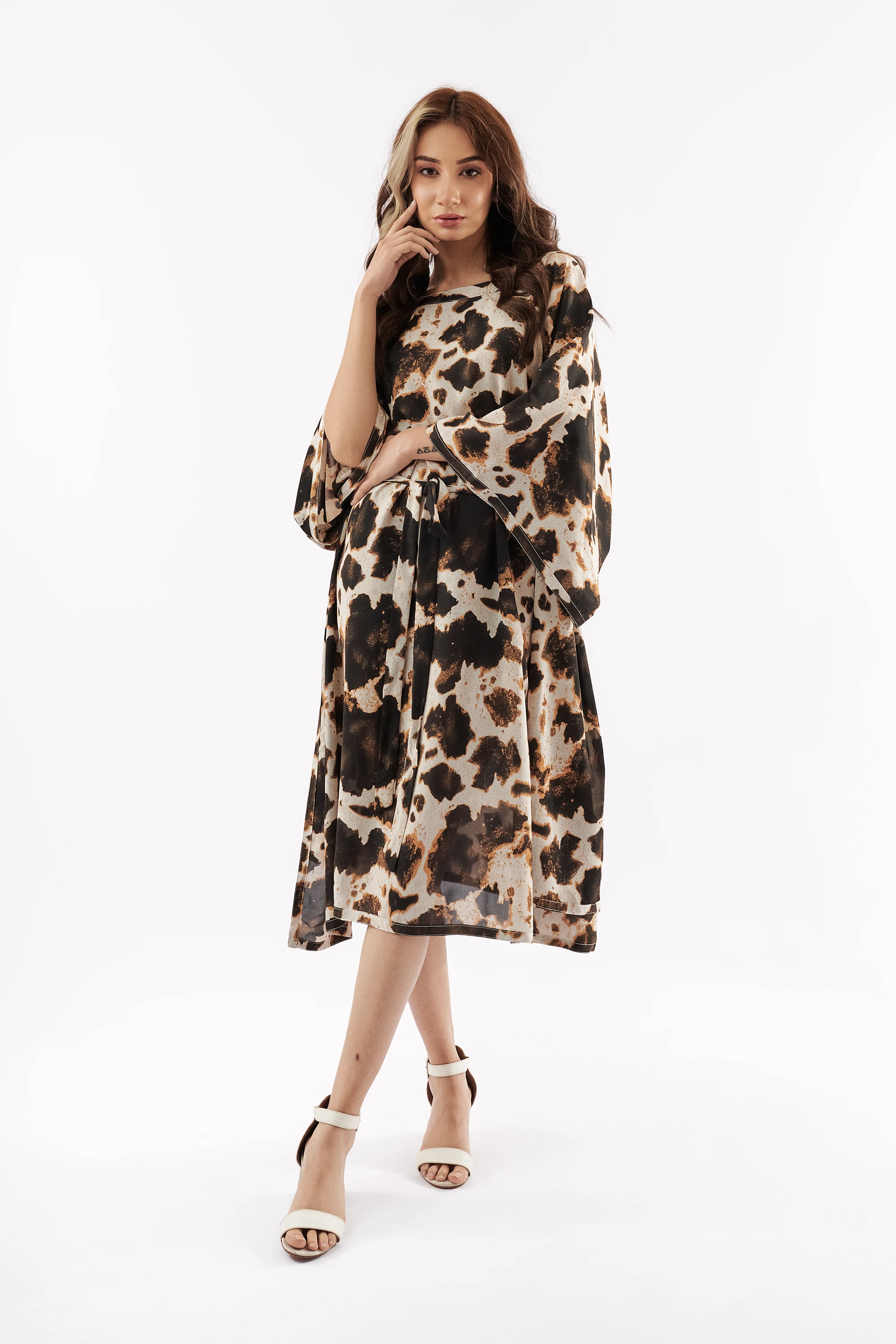 Women's Cow Print Kaftan Dress