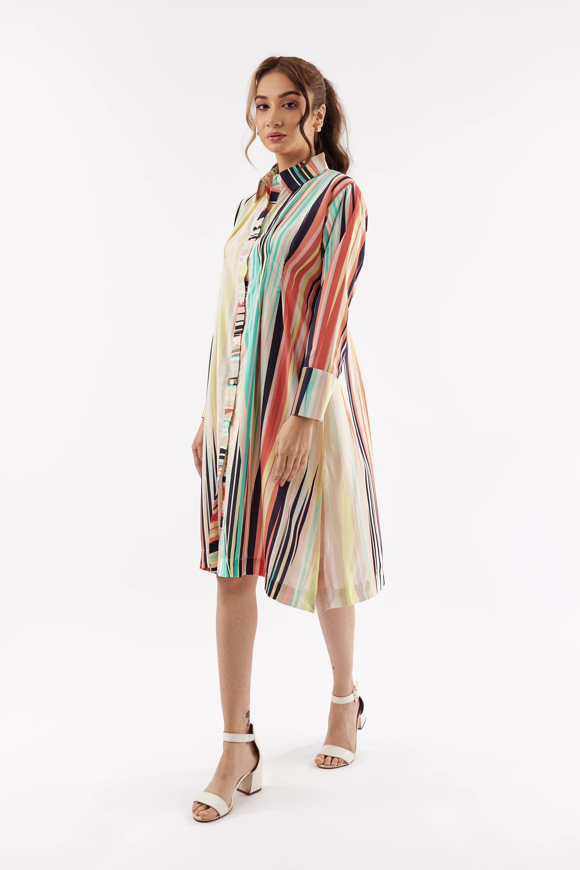 Women's Summer Stripe Shirt Dress