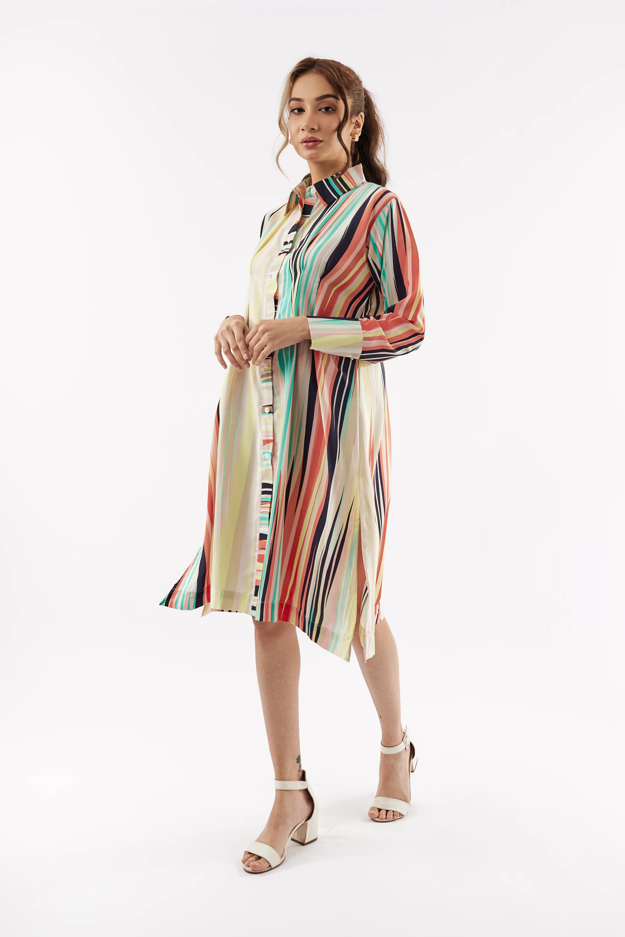 Women's Summer Stripe Shirt Dress