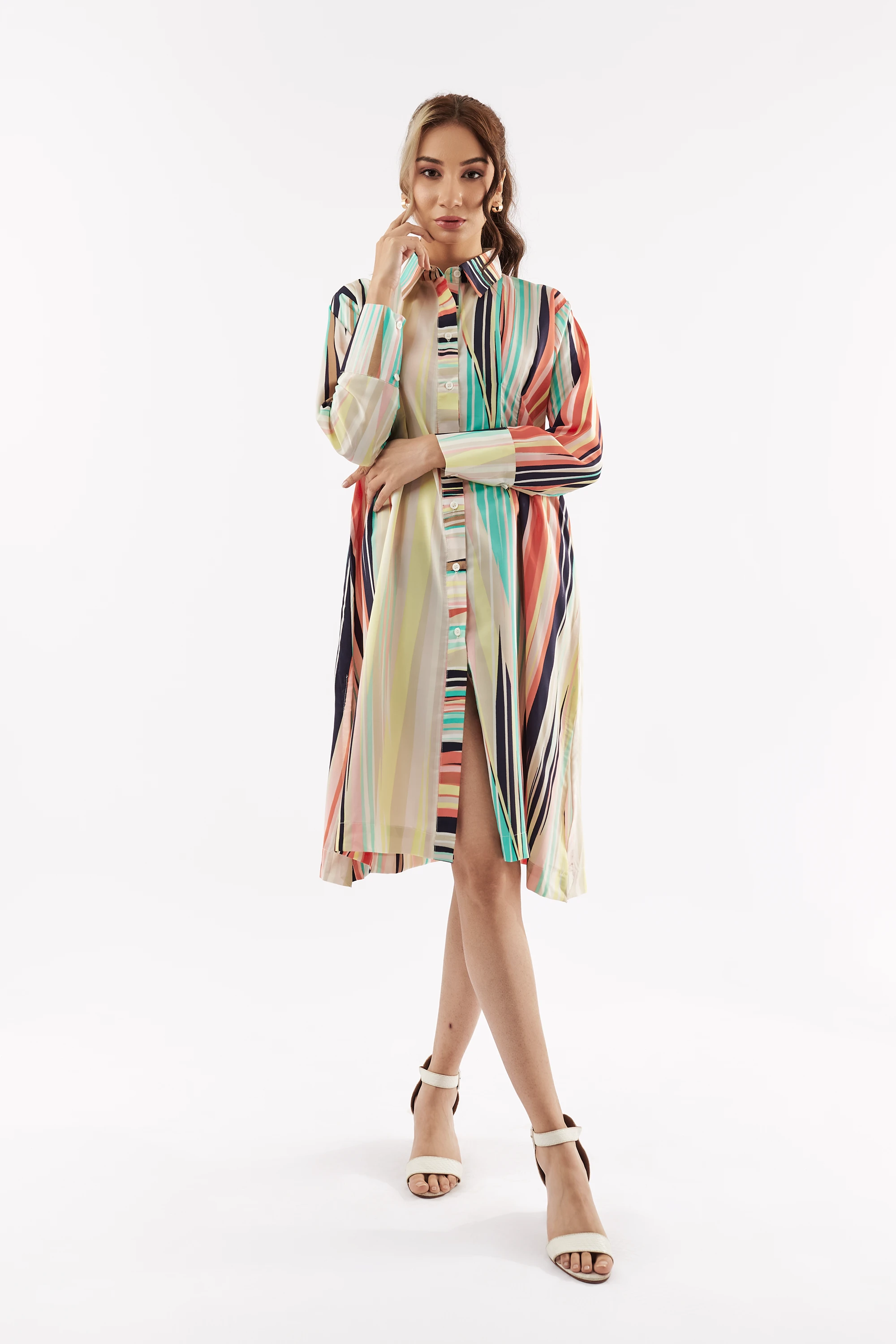 Women's Summer Stripe Shirt Dress