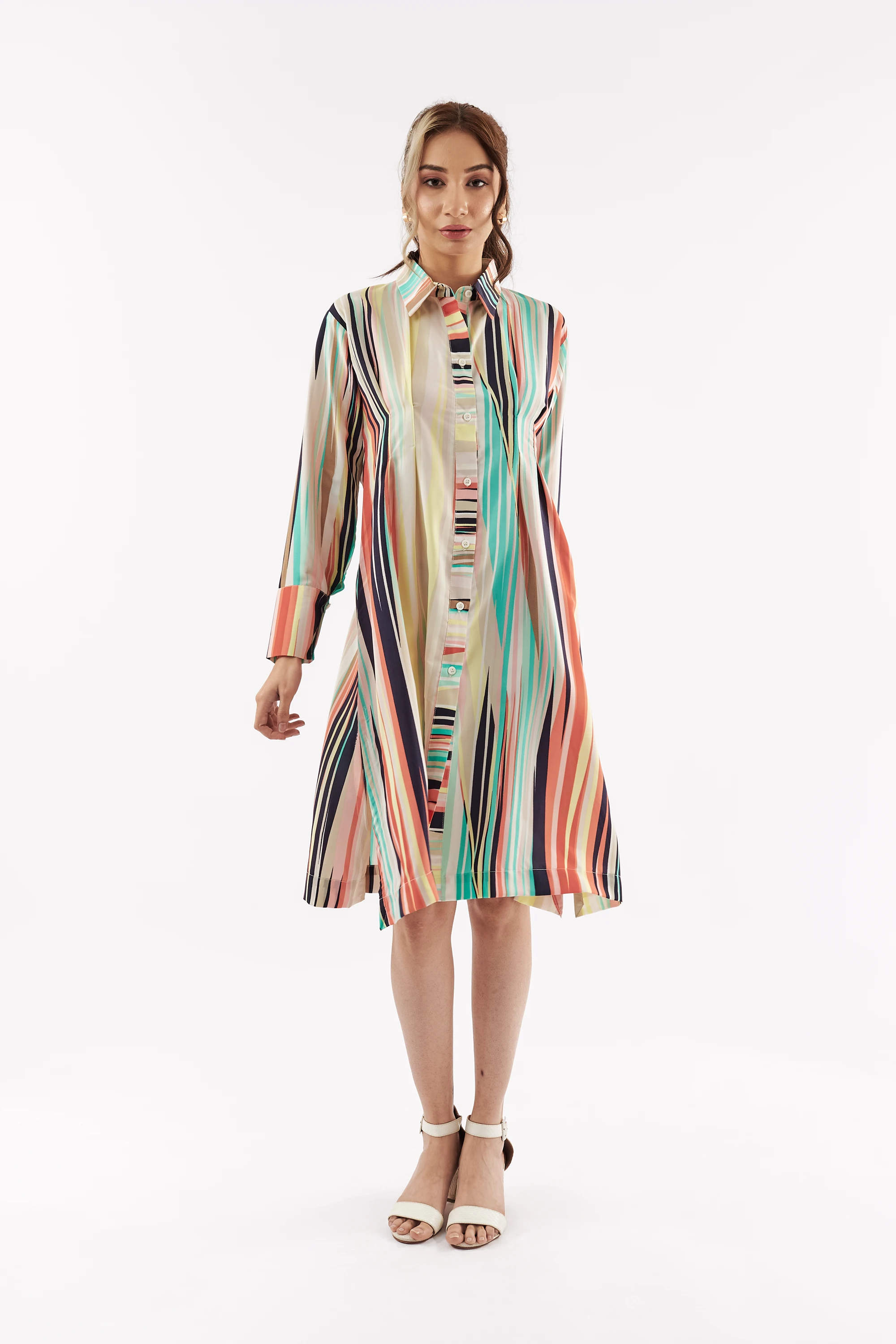 Women's Summer Stripe Shirt Dress