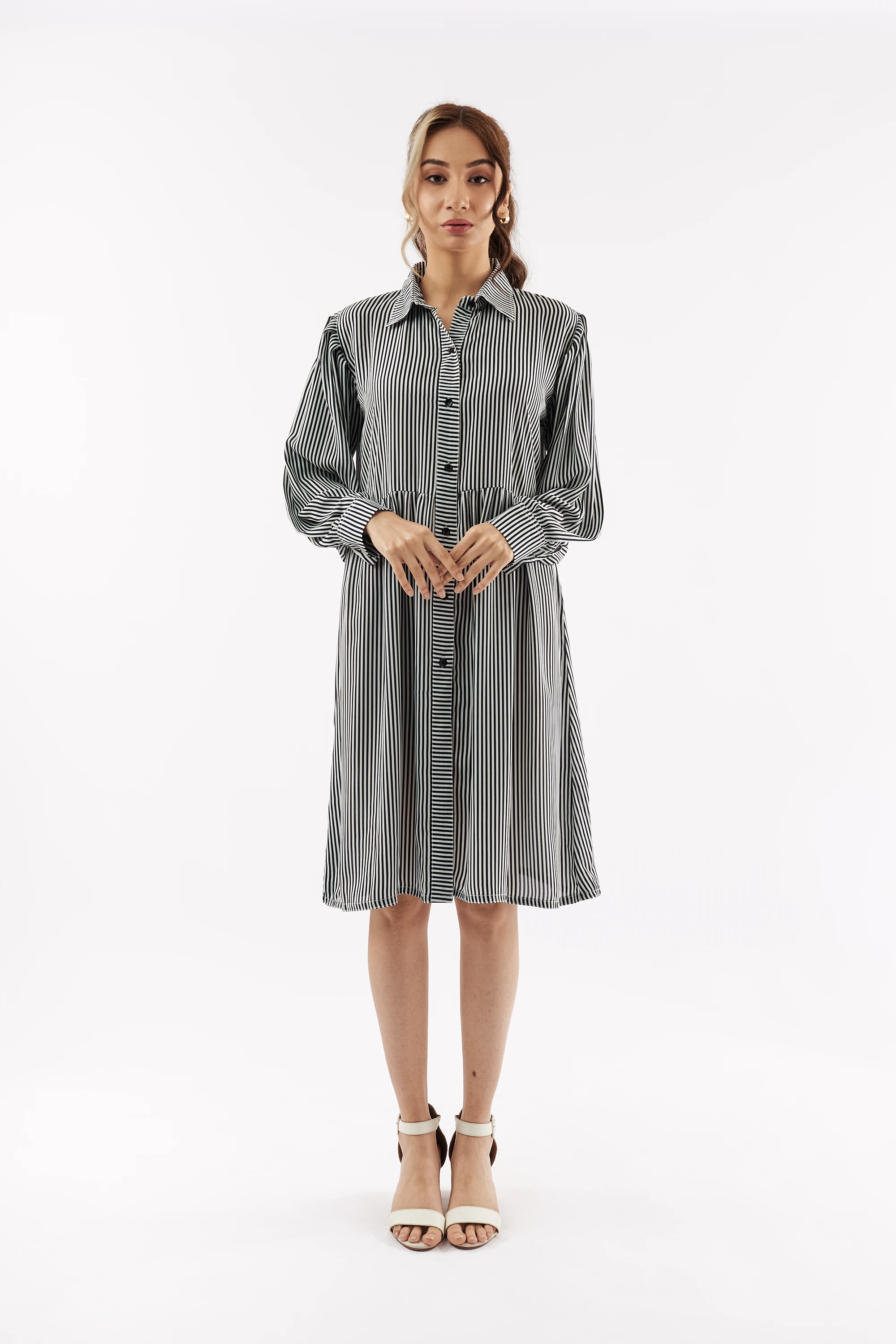 Striped button best sale down maxi dress