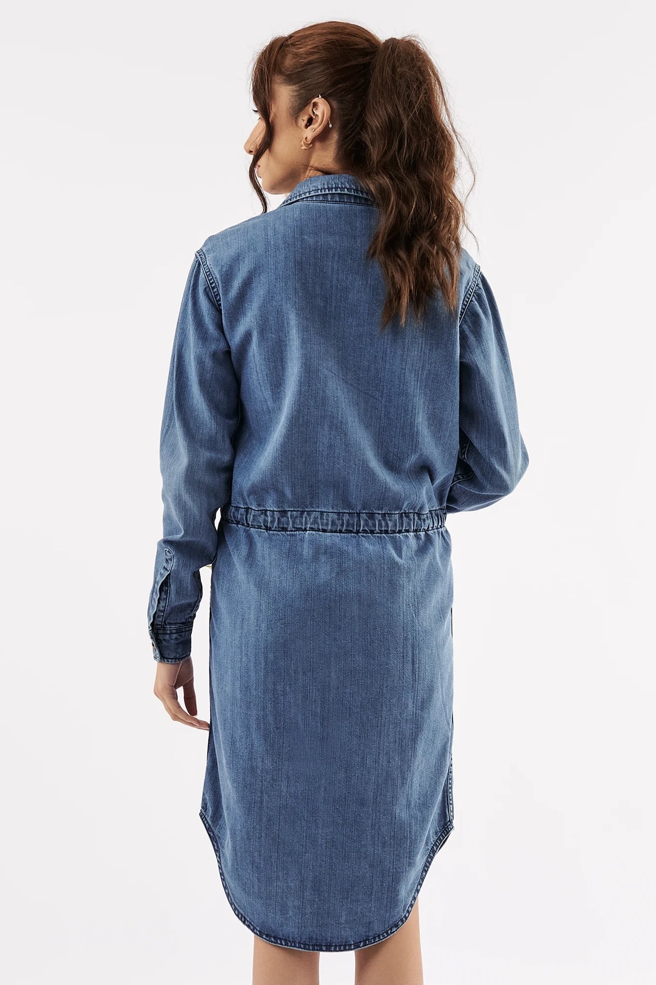 Women's Belted Denim Shirt Dress