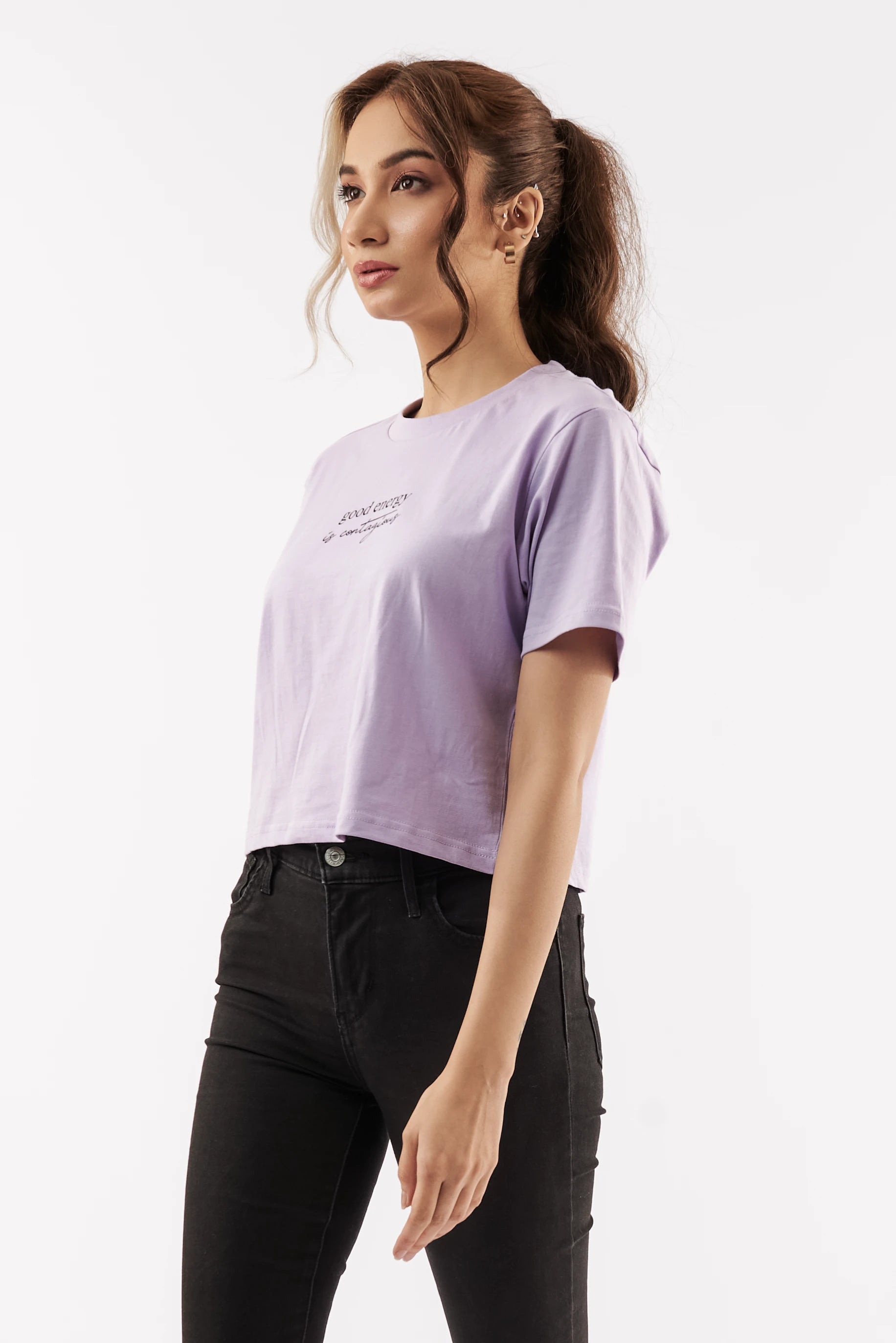 Women's Good Vibes Crop Tee Purple