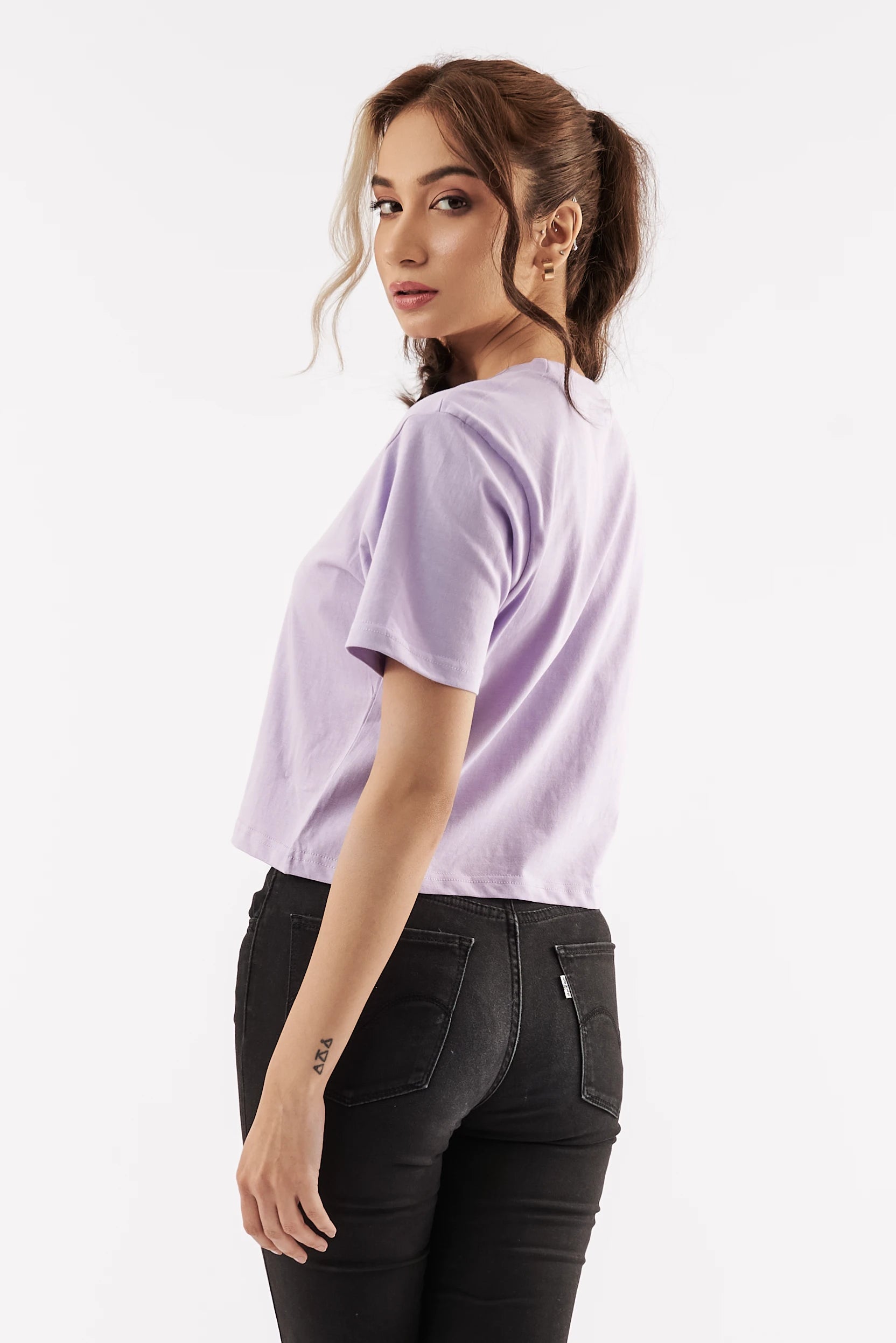 Women's Good Vibes Crop Tee Purple