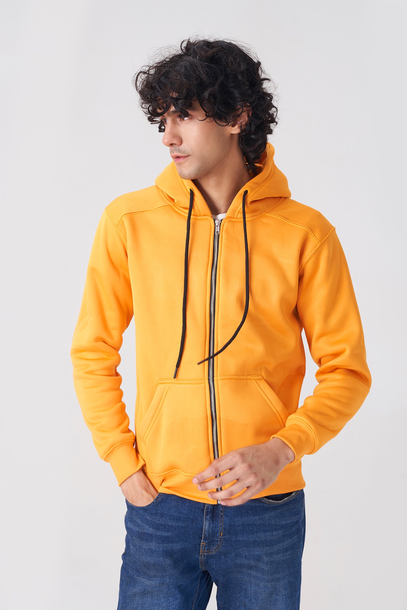 Bright Yellow Zip-Up Hoodie for Men and Women