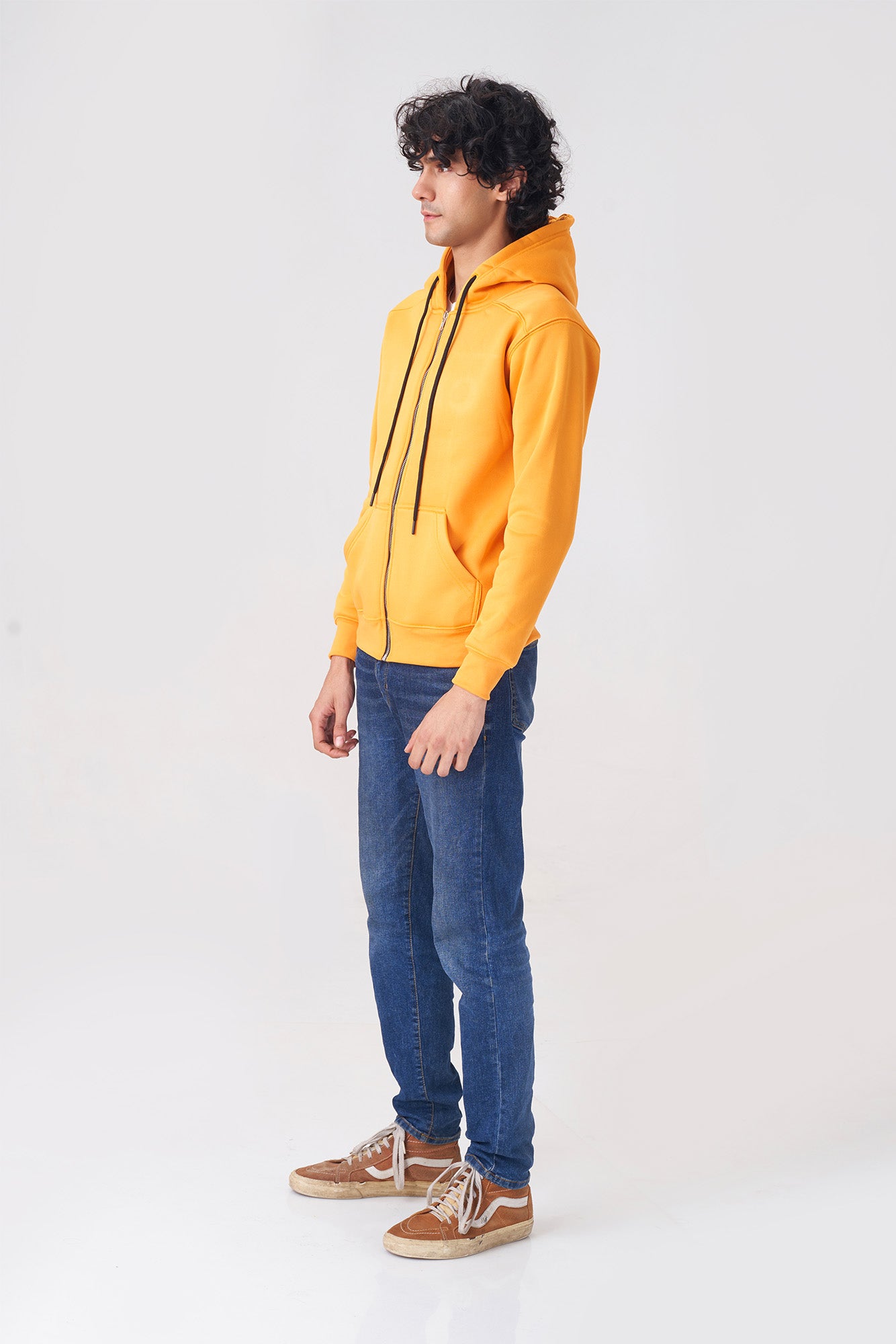 Bright Yellow Zip-Up Hoodie for Men and Women