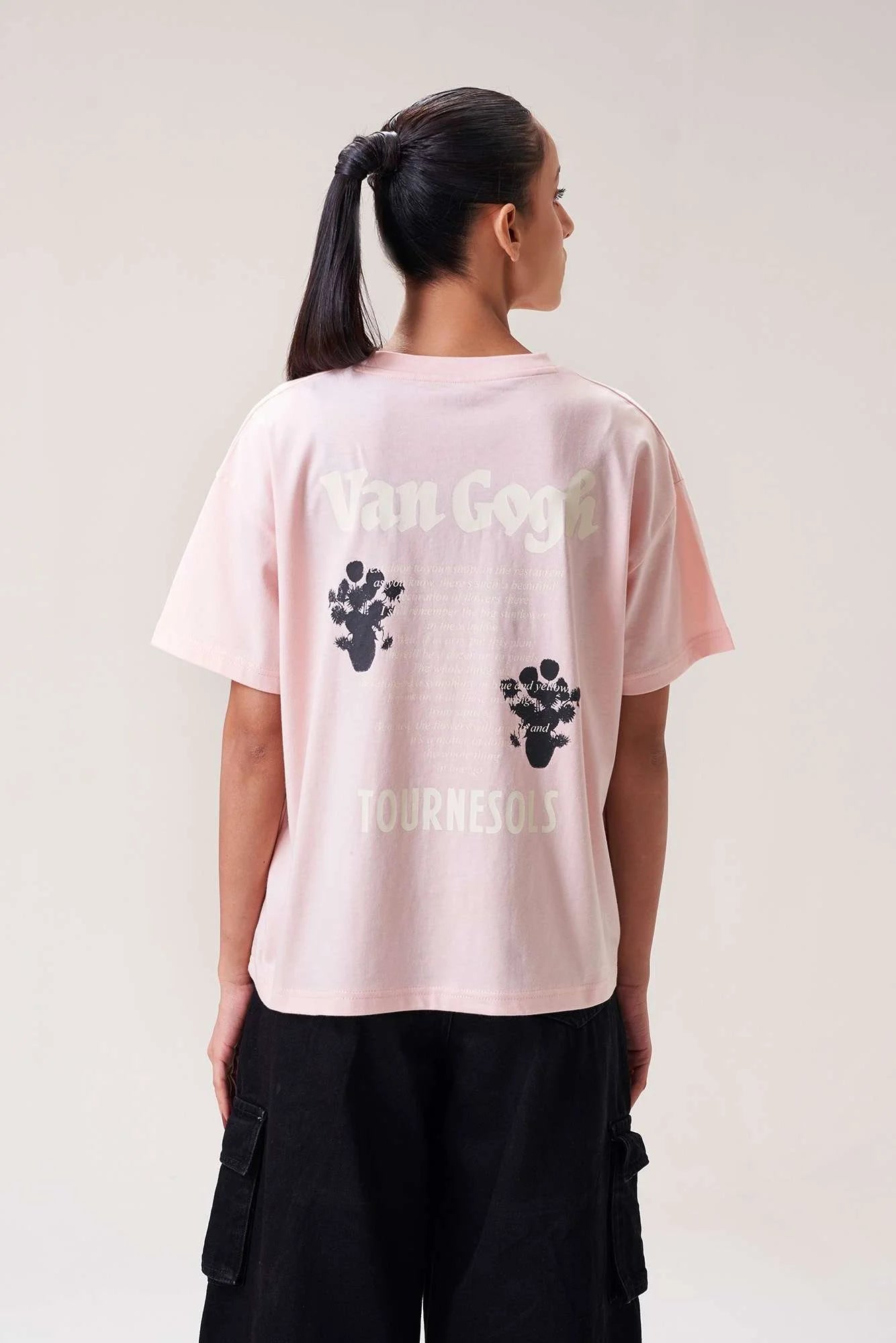 Girls' Soft Pink Van Gogh Printed T-Shirt