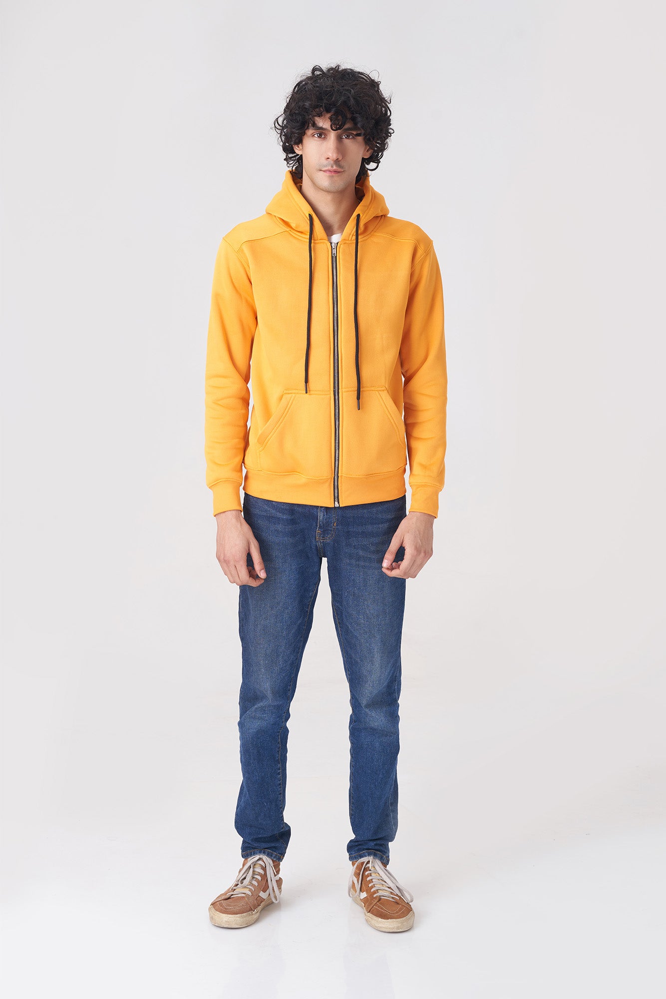 Bright Yellow Zip-Up Hoodie for Men and Women