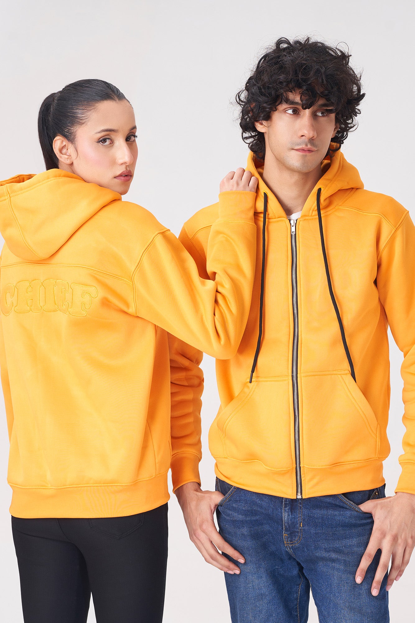 Bright Yellow Zip-Up Hoodie for Men and Women