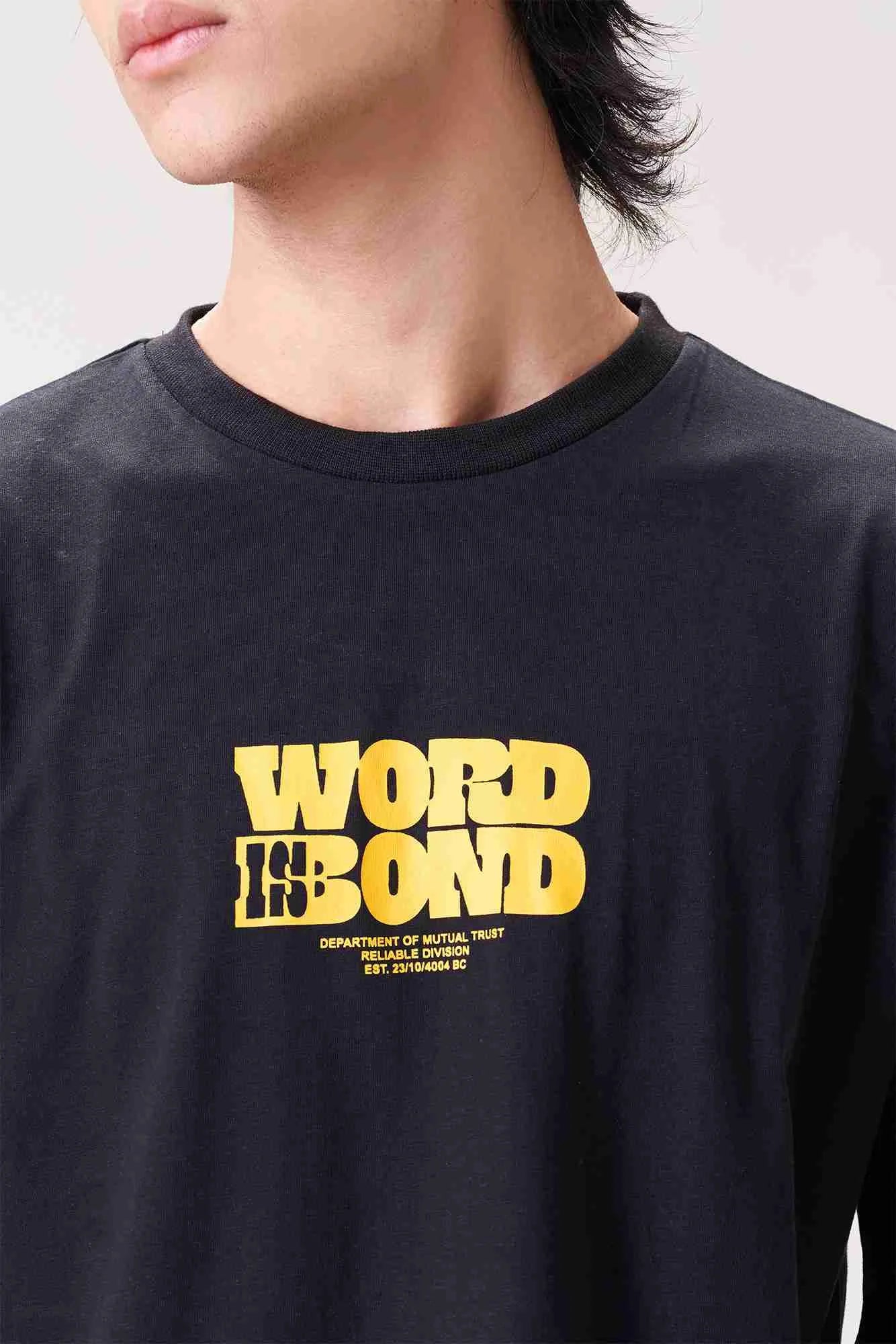 Men's Black WORD IS BOND Printed T-Shirt