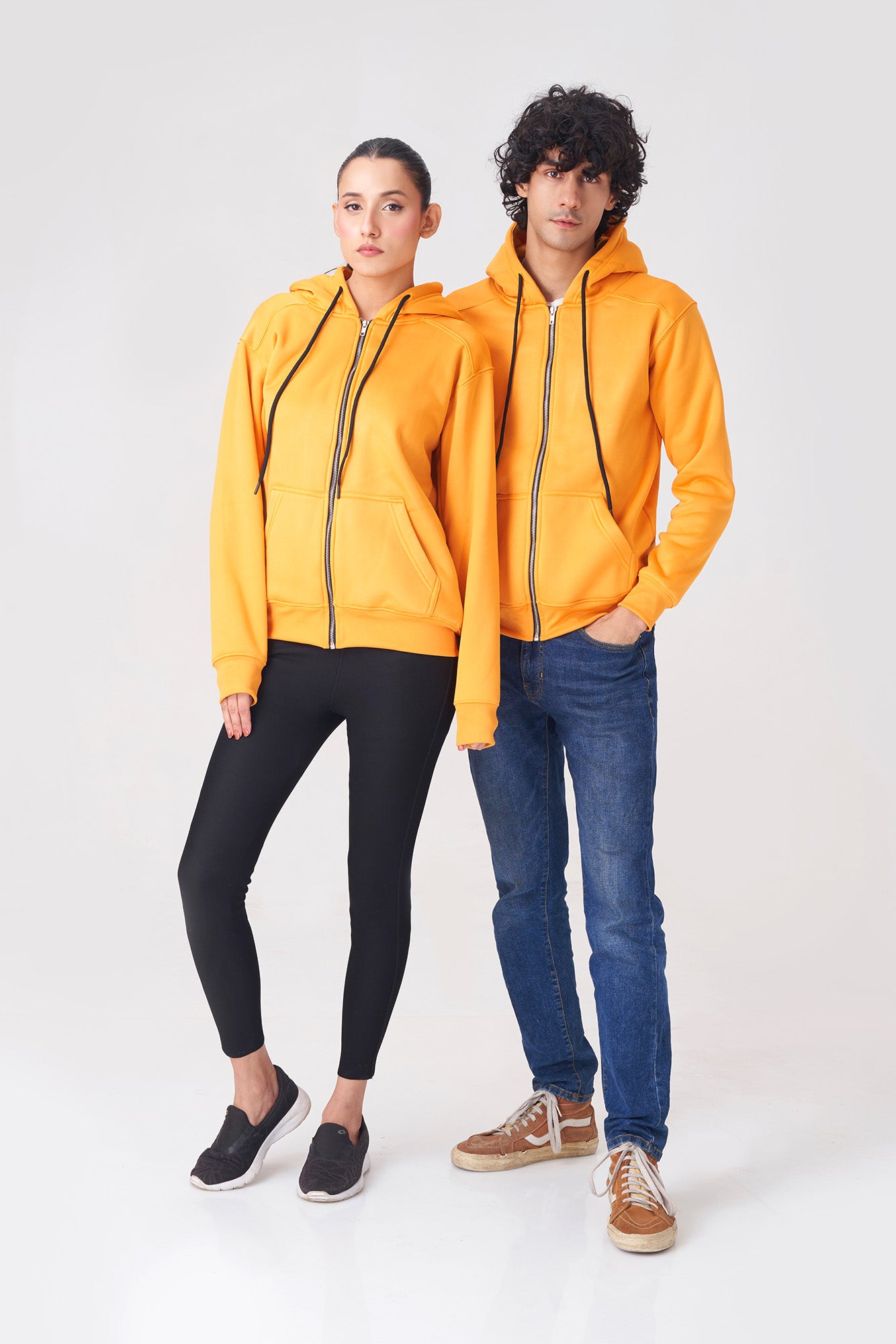 Bright Yellow Zip-Up Hoodie for Men and Women