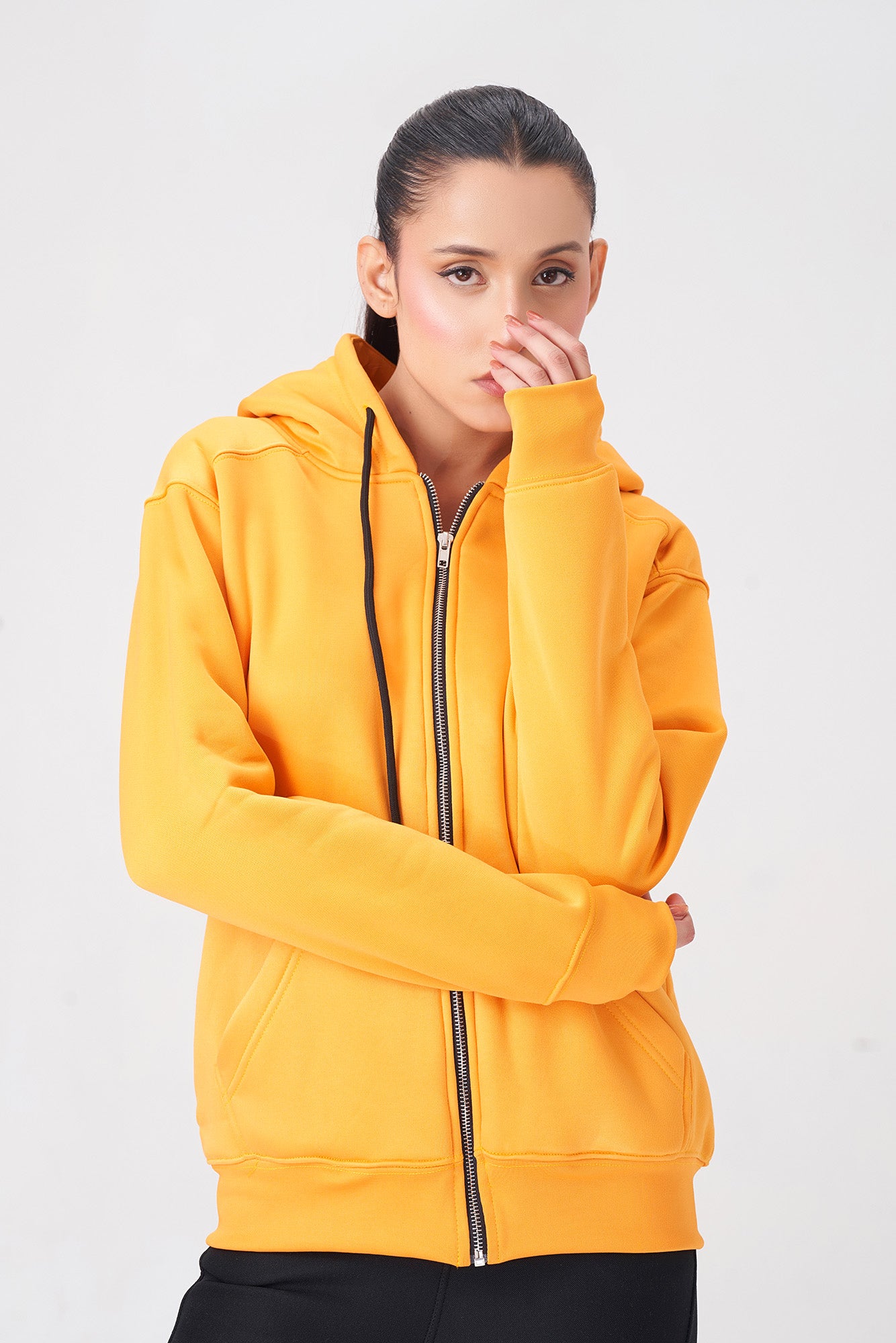 Bright Yellow Zip-Up Hoodie for Men and Women