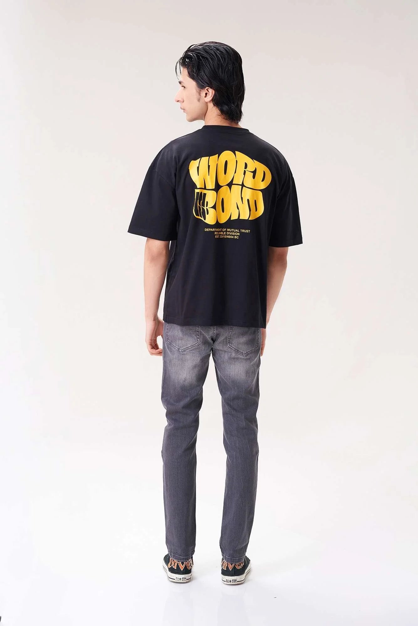 Men's Black WORD IS BOND Printed T-Shirt