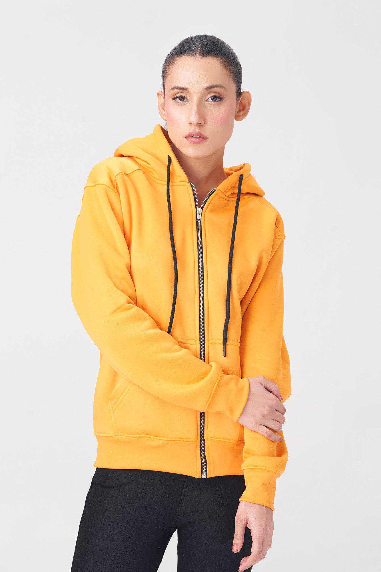 Bright Yellow Zip-Up Hoodie for Men and Women