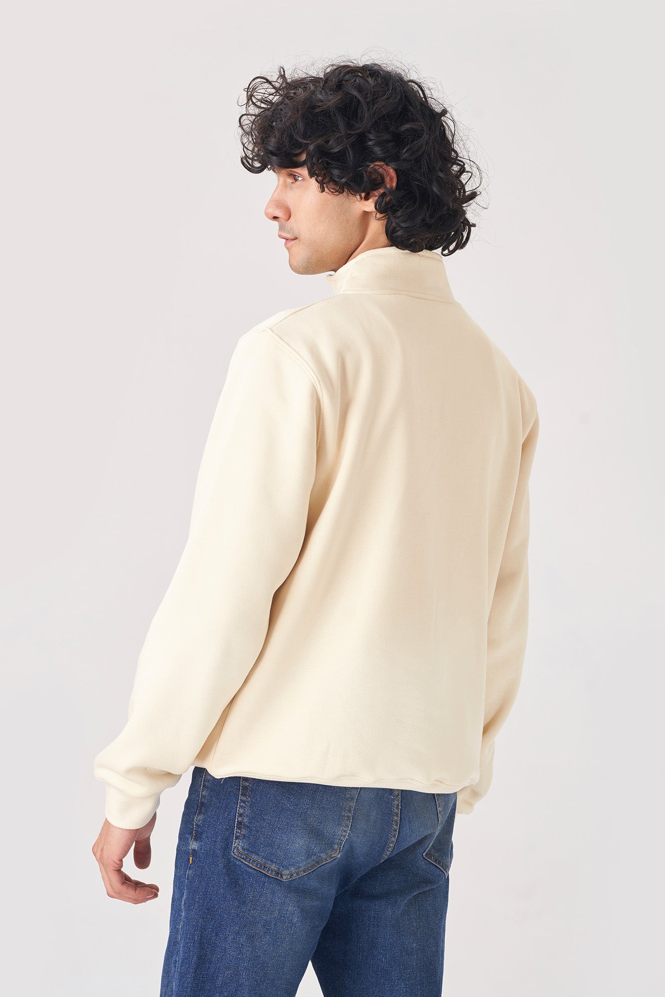 Beige Half-Zip Sweatshirt for Men