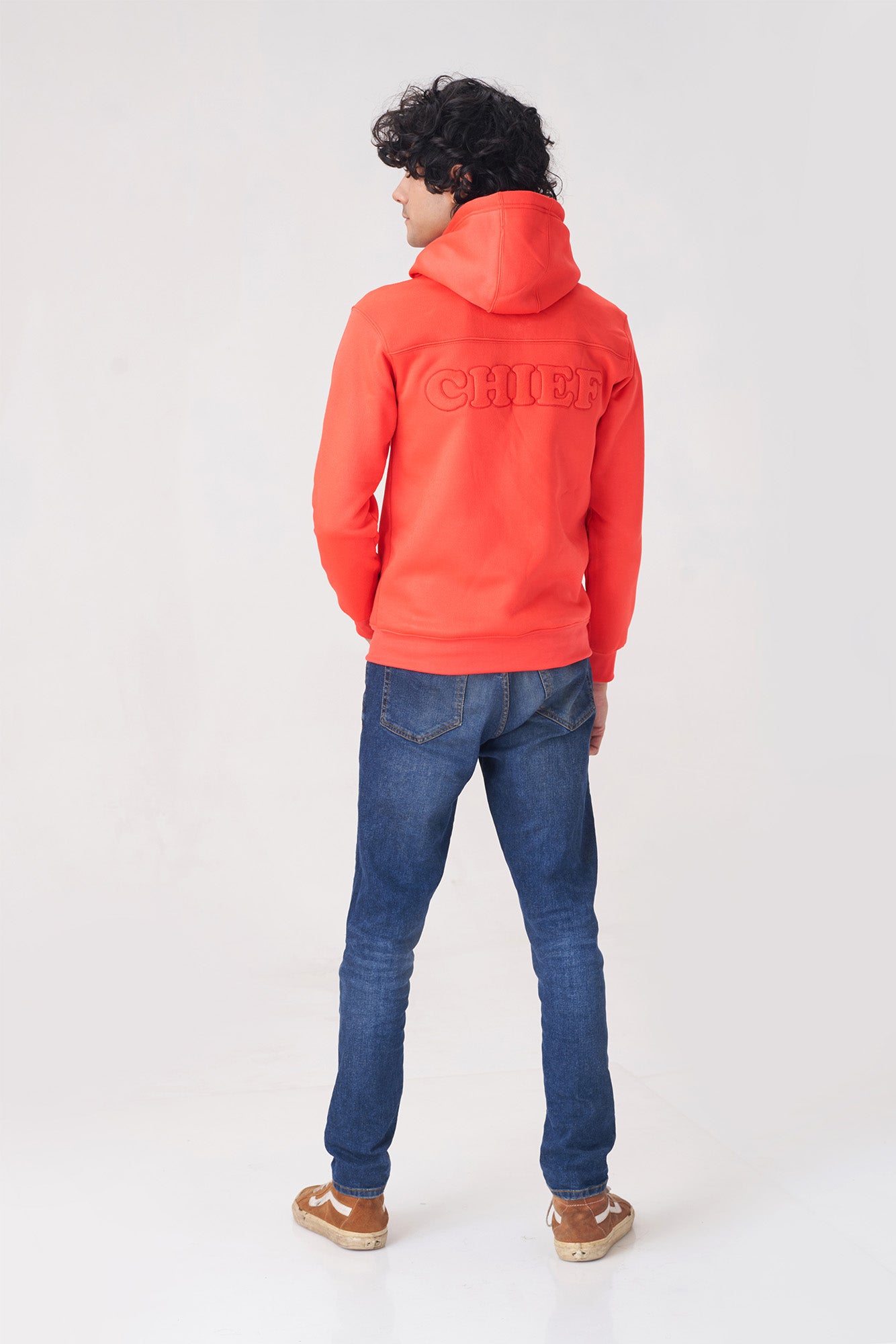 Warm Orange Zip-Up Hoodie for Winter Comfort