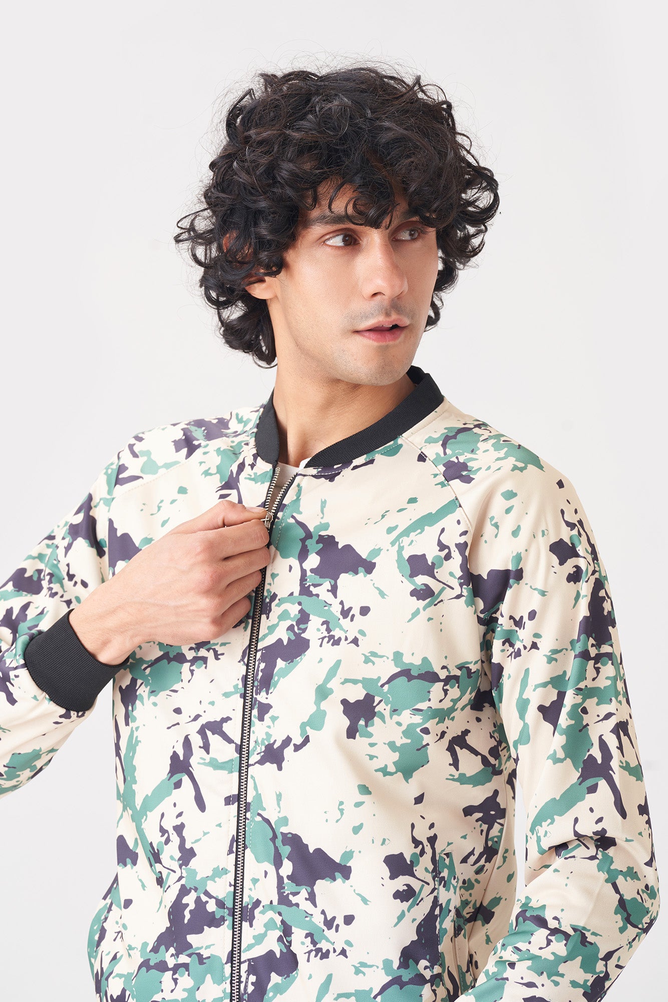 Black, Green, and Beige Camo Tracksuit for Men