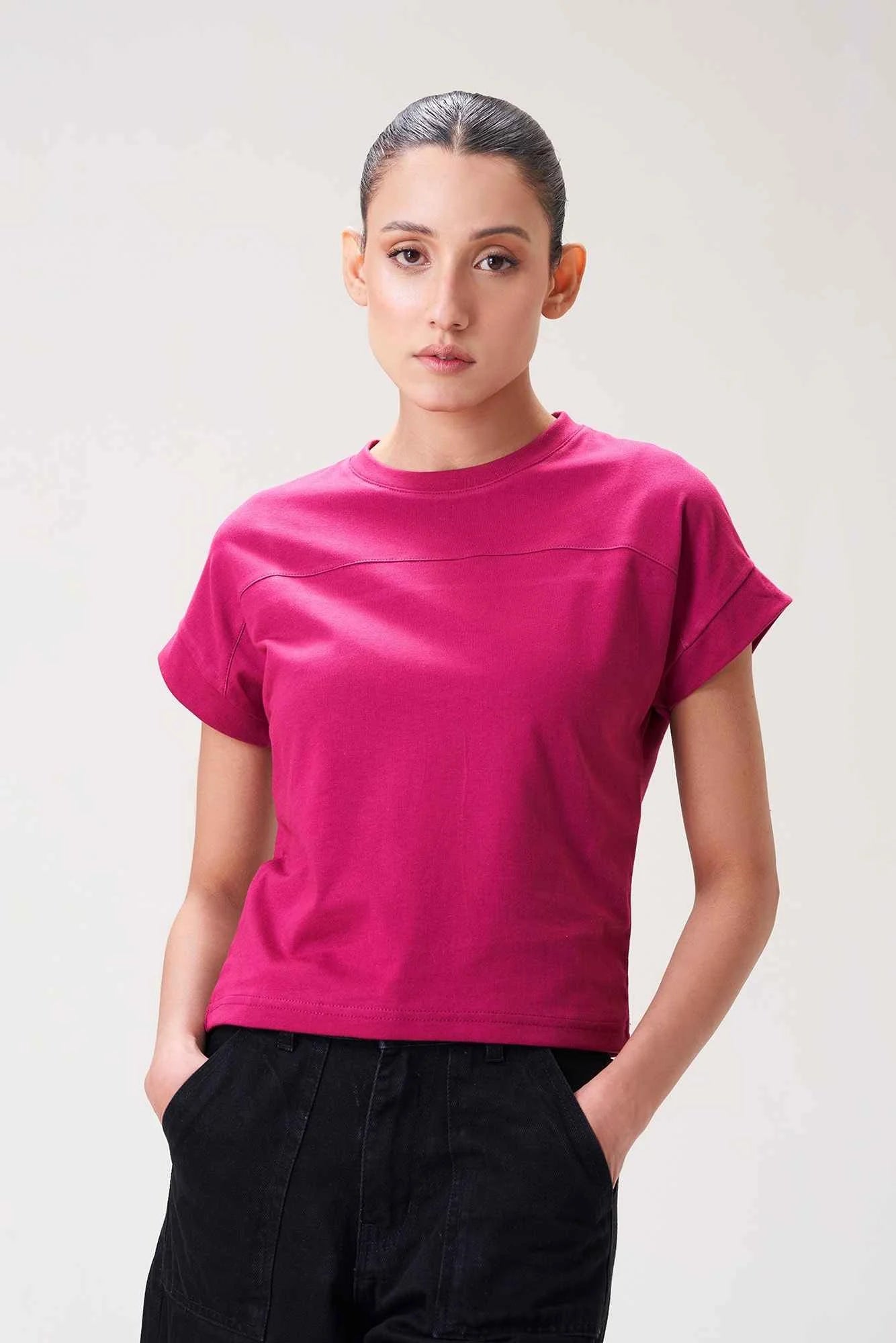 Trendy Pink Cropped T-Shirt for Women