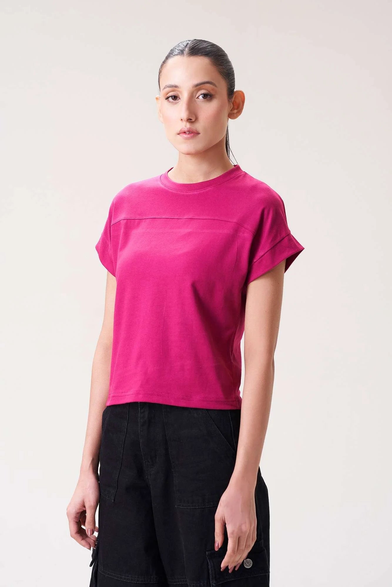 Trendy Pink Cropped T-Shirt for Women