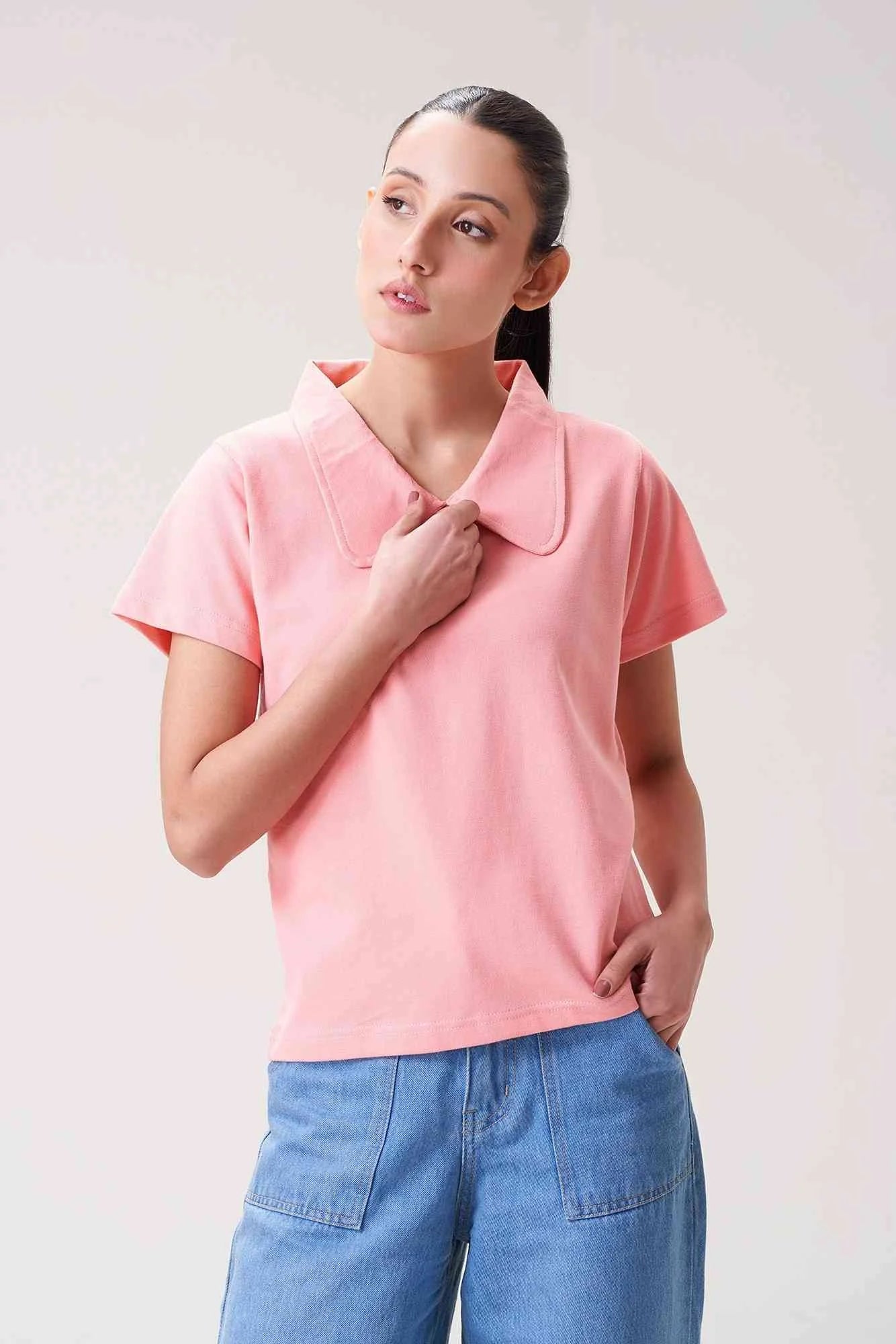 Cute and Soft Pink Collared Polo for Women