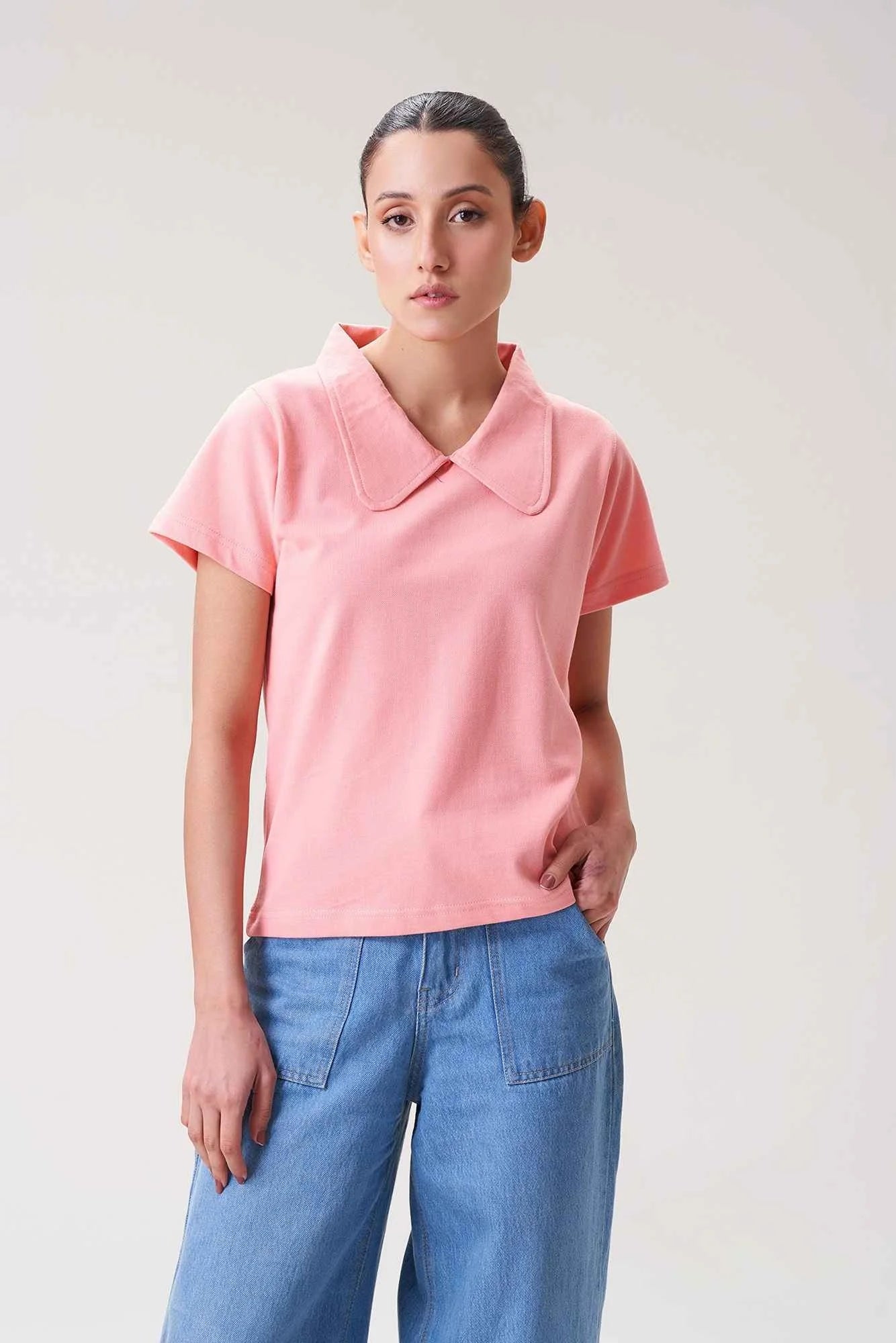 Cute and Soft Pink Collared Polo for Women