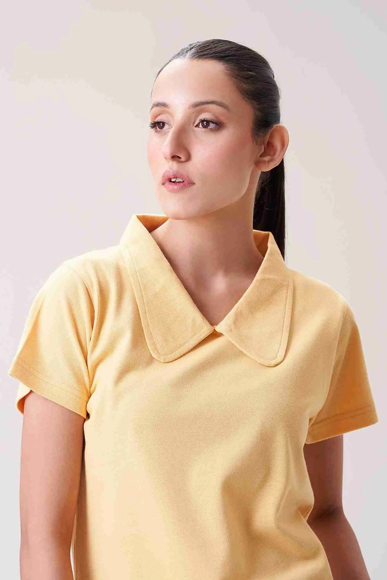 Trendy Yellow Polo with Peter Pan Collar for Men