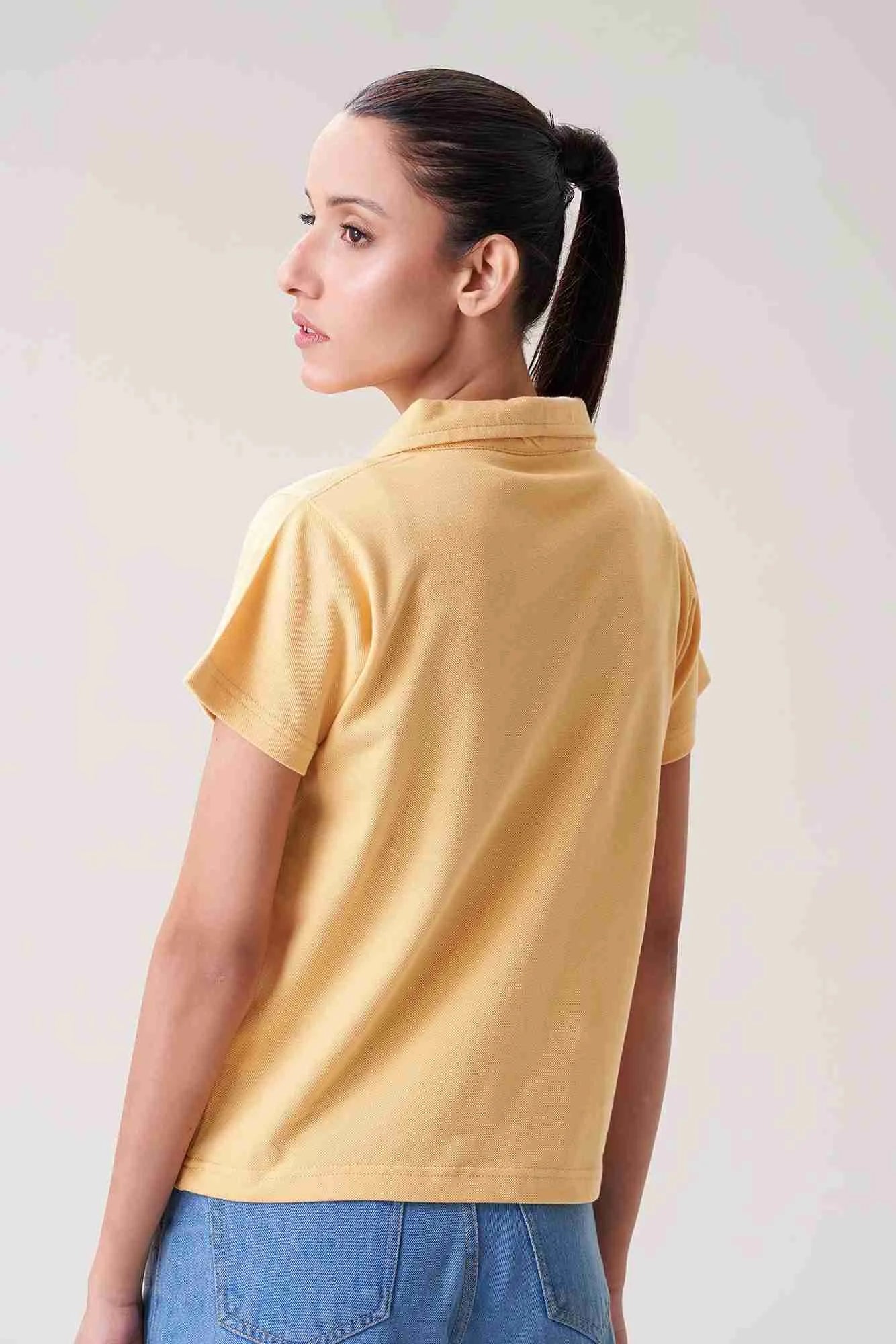 Trendy Yellow Polo with Peter Pan Collar for Men