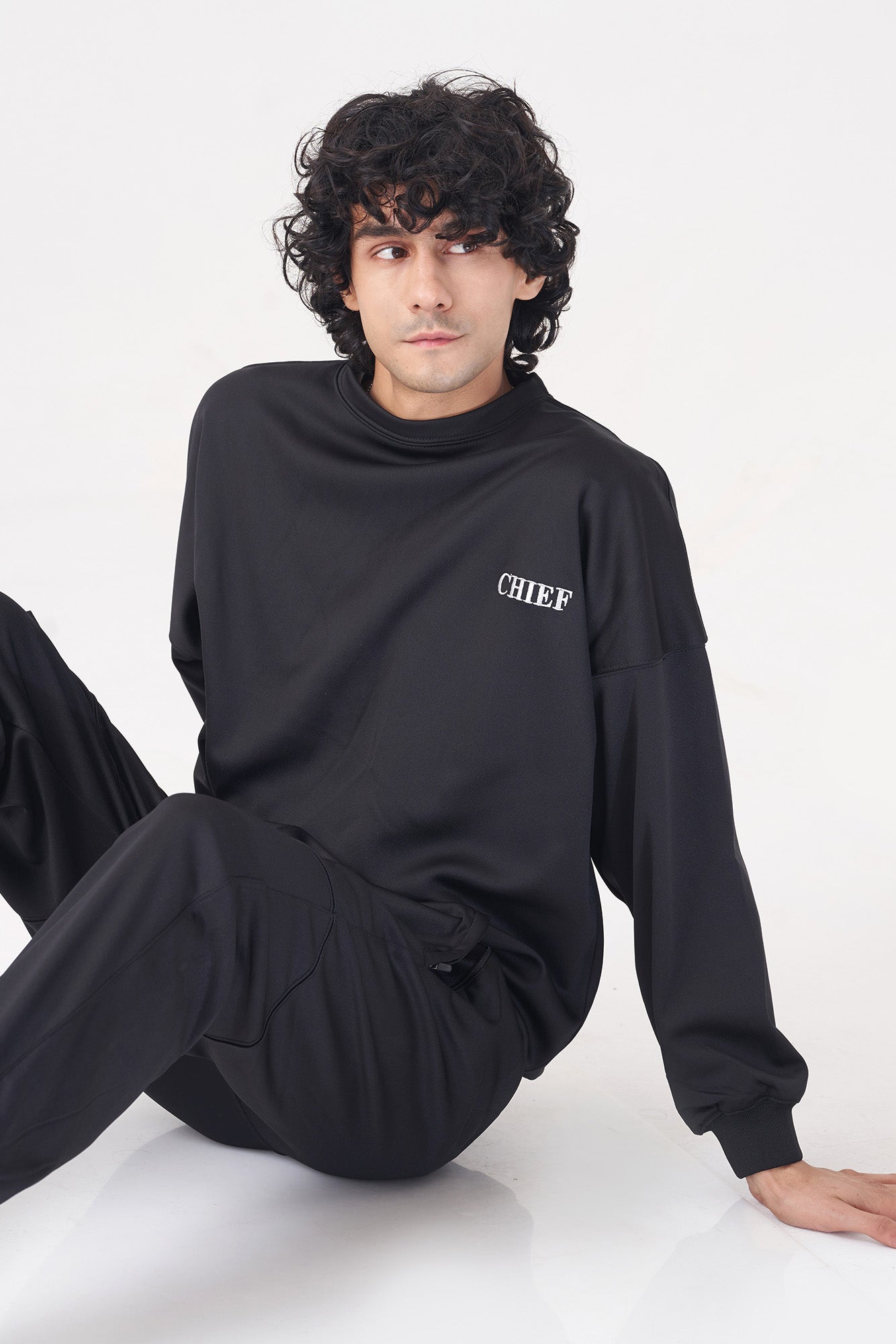 Men’s Black Cargo Tracksuit with "CHIEF" Logo