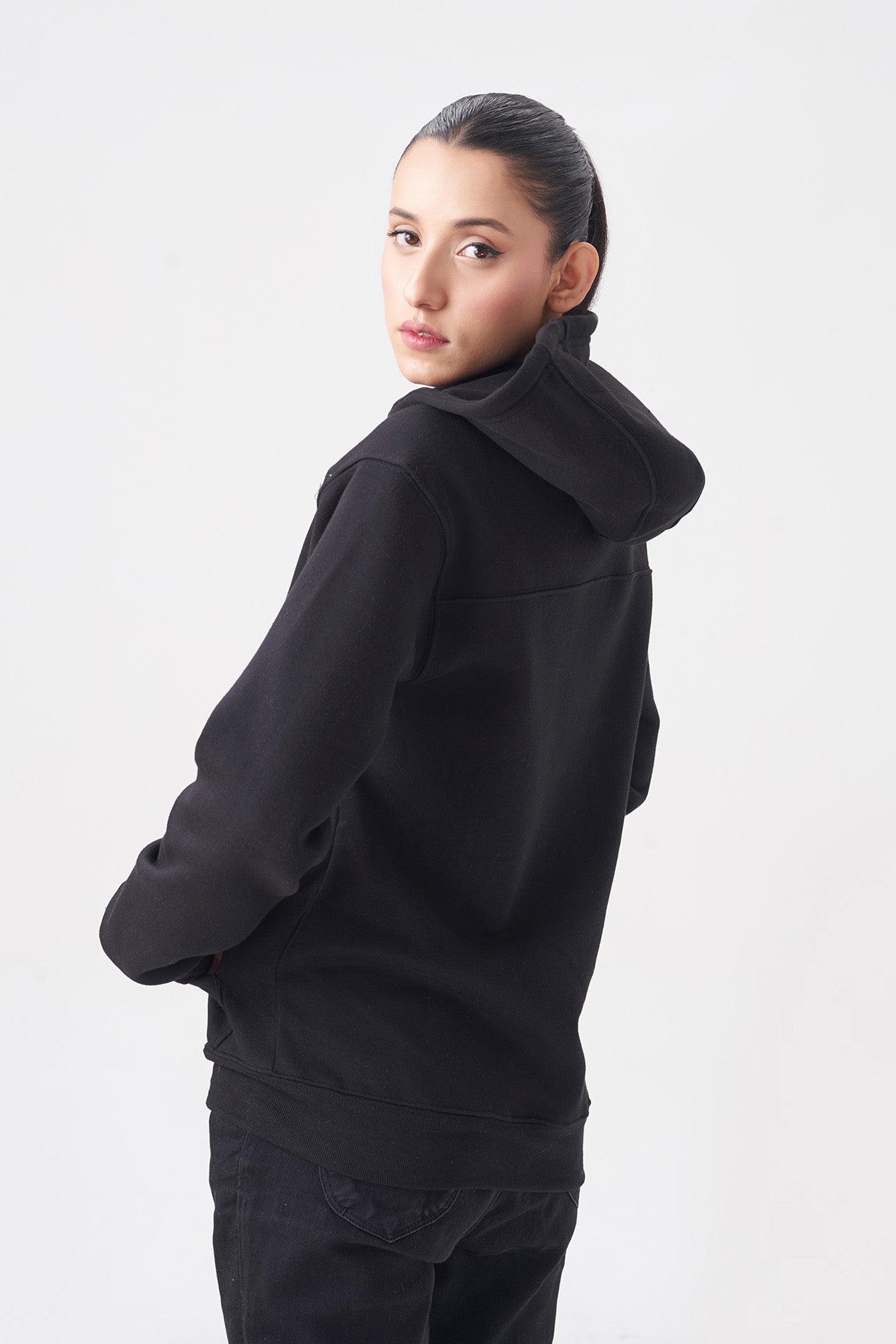 Classic Black Zip-Up Hoodie for Women