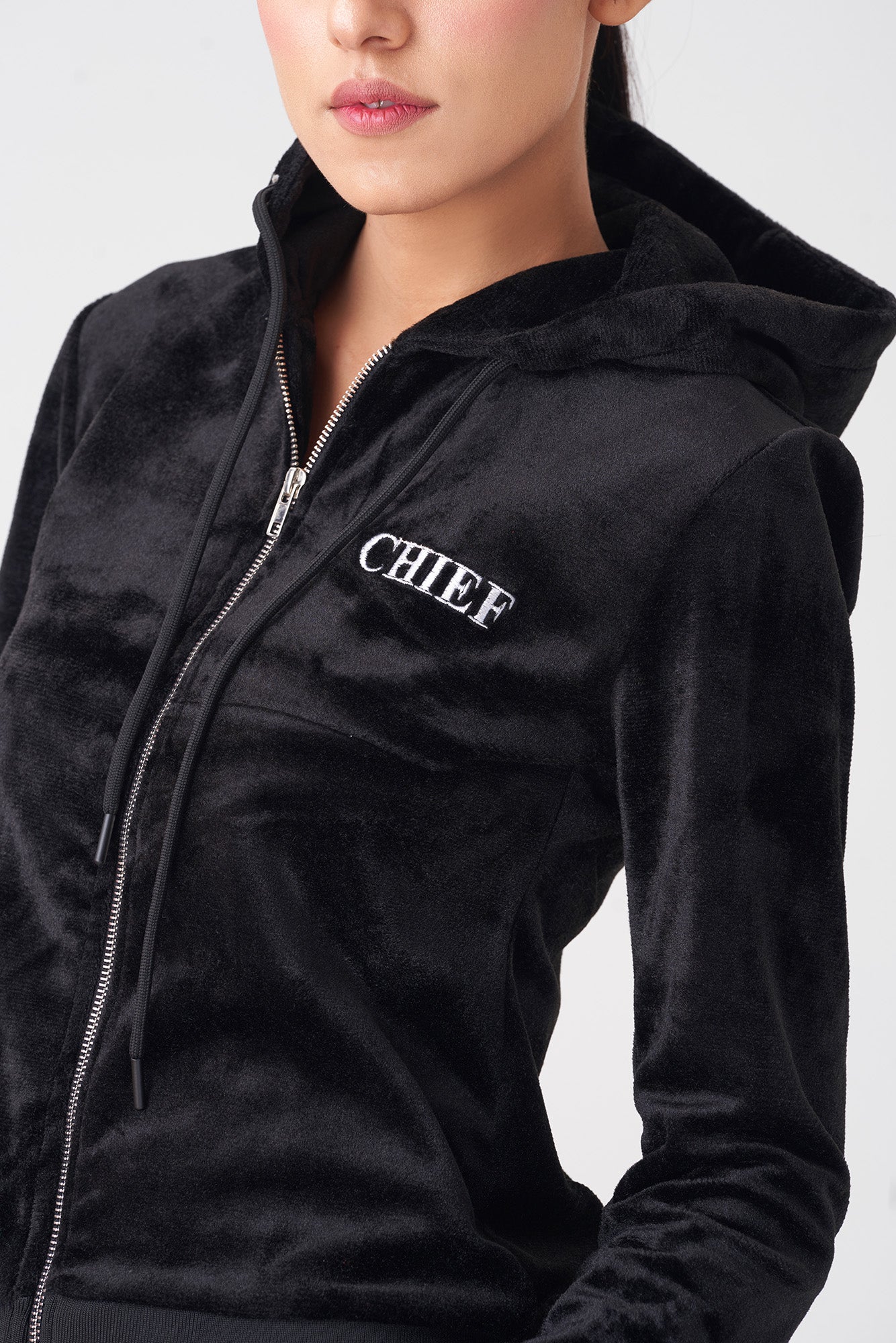 Chief Velvet Zipper Hoodie Tracksuit for Women