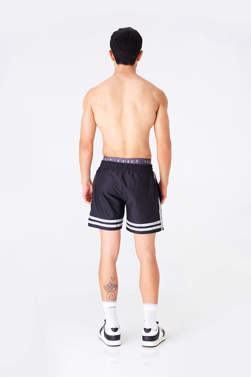 Men's Black Striped Gym Shorts