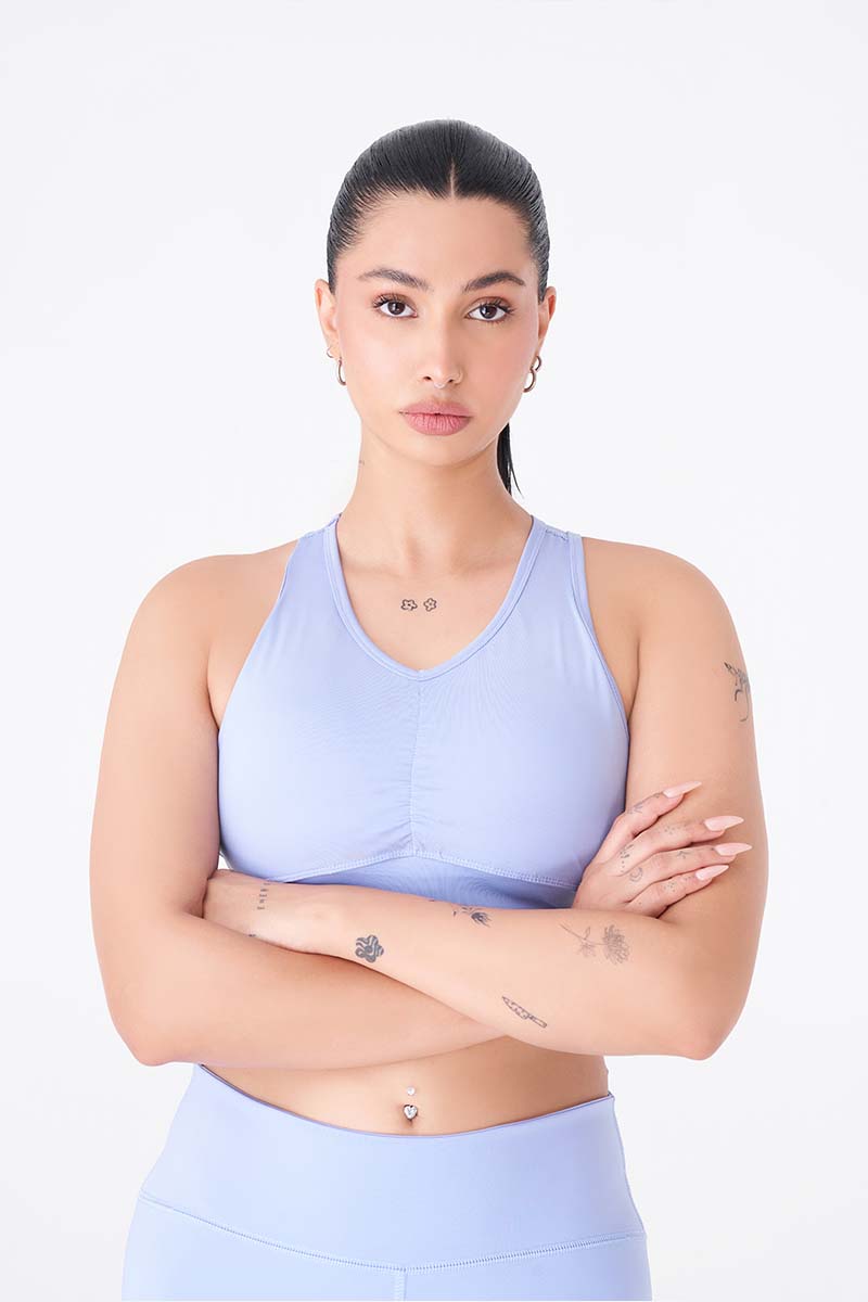 Sleek and Modern Sky Blue Sports Bra