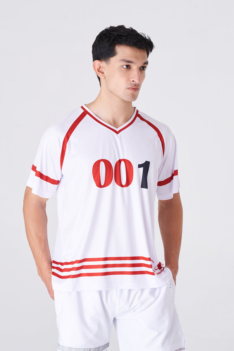 Bold White and Red Men's Sports T-Shirt