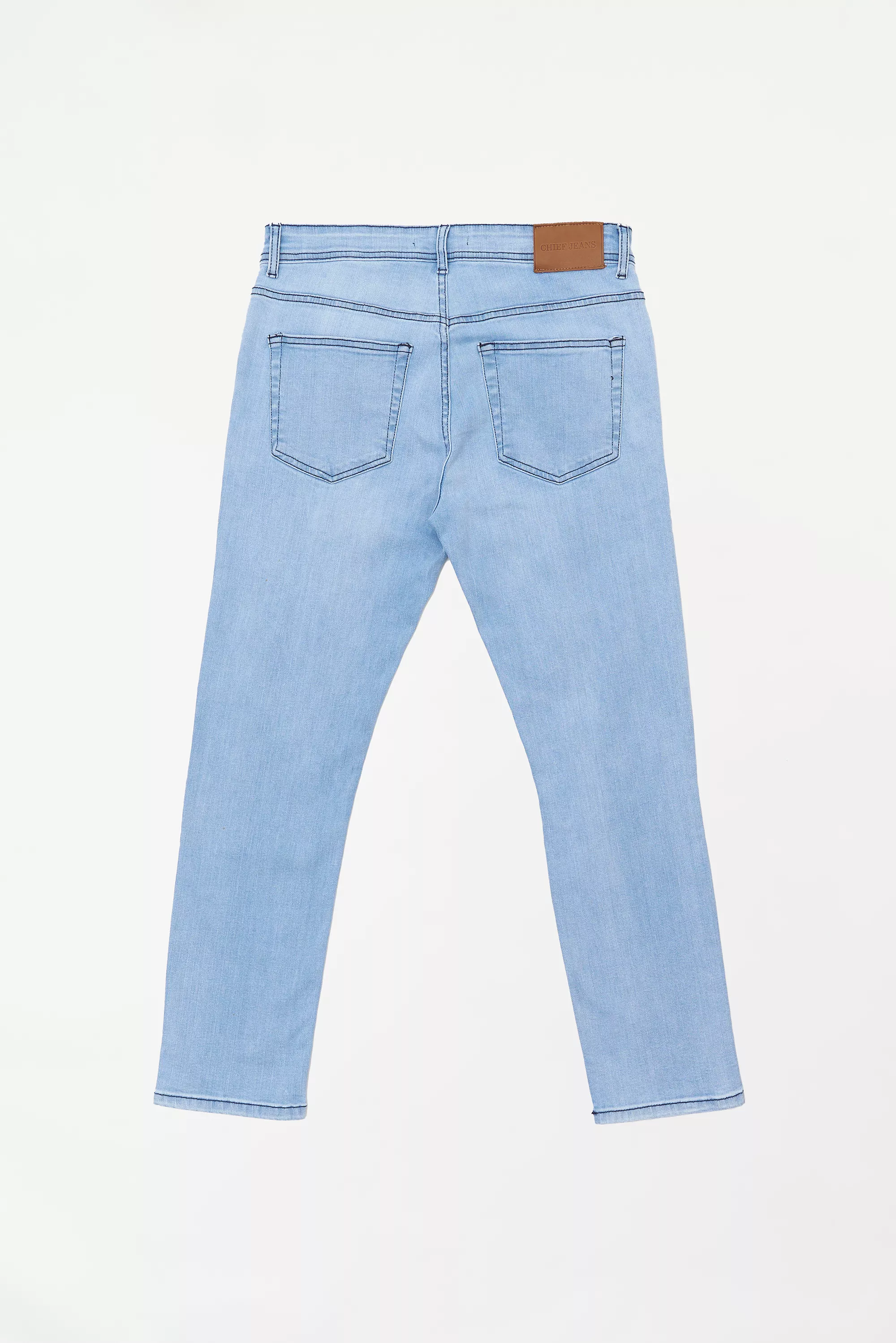 Men's Ripped Tapered Fit Sky Blue Jeans