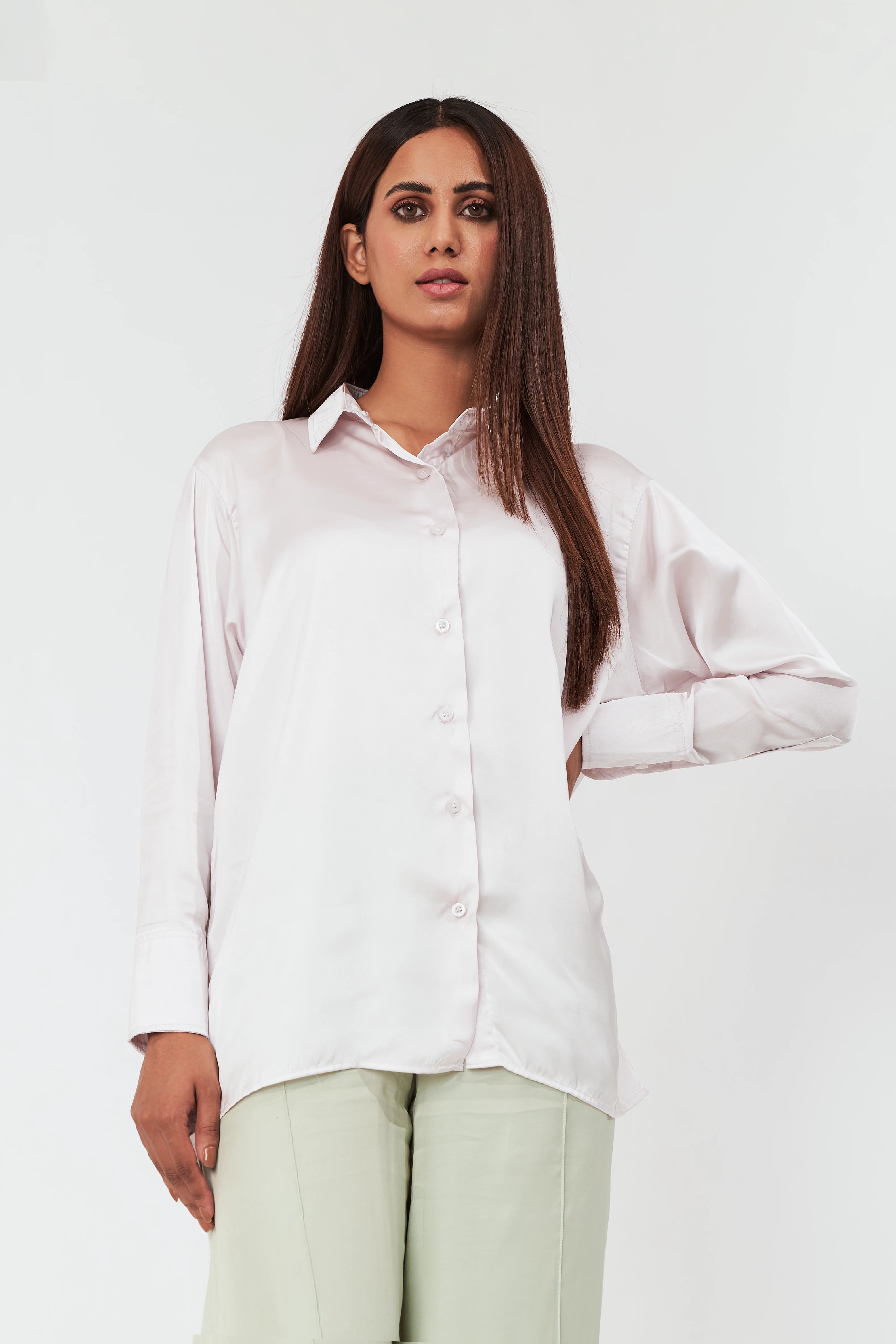 Women's Casual Silk Shirt pink