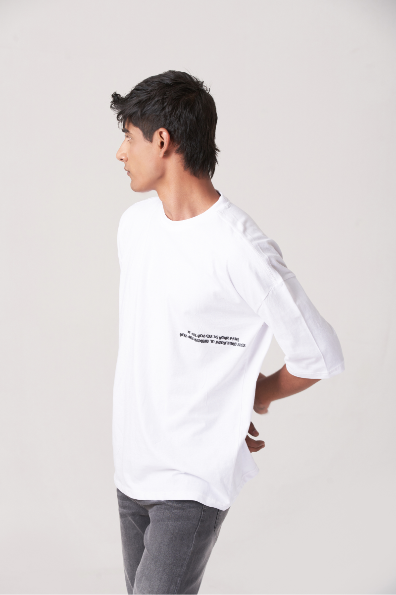 White Drop Shoulder Oversized T-Shirt