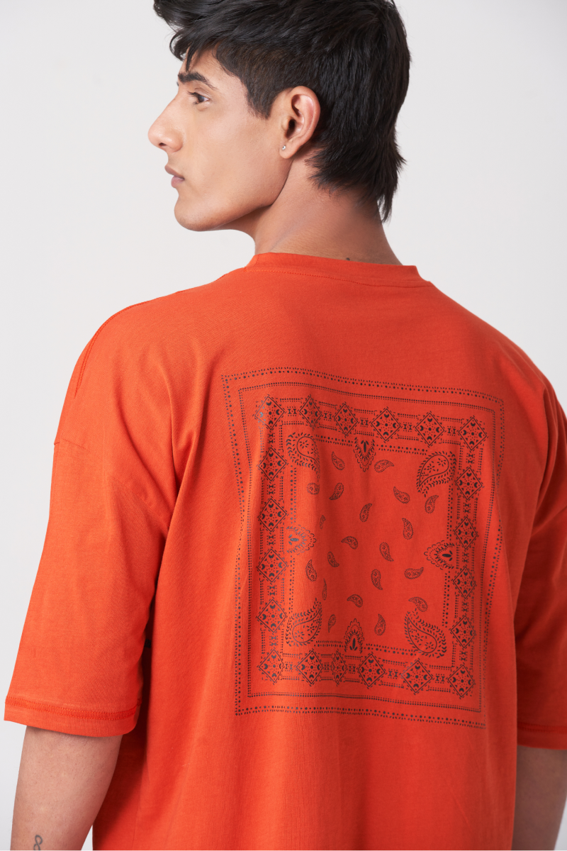 Orange Drop Shoulder Oversized T-Shirt