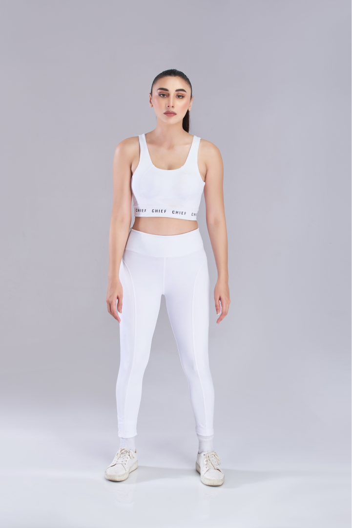 PLT SPORT Cream Melange Flared Yoga Pants, White, £23.00