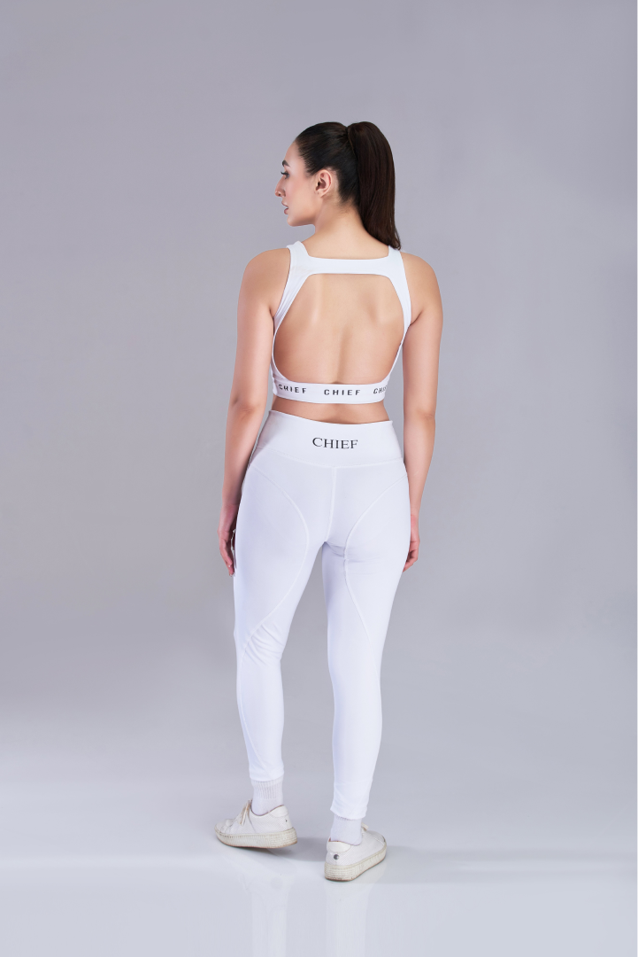 White Level Up Sports Bra