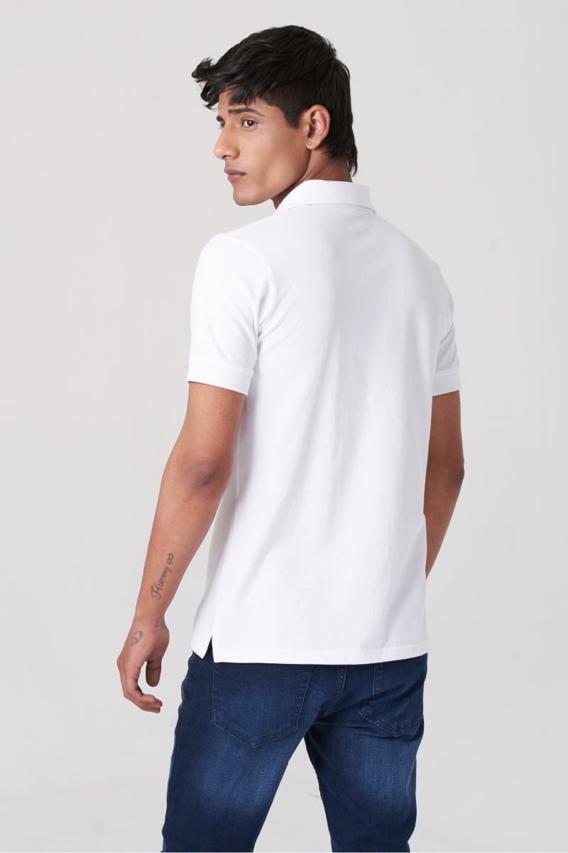 White Solid Polo T-Shirt