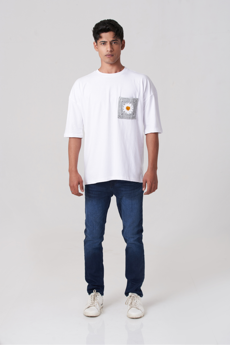 White Orbit Pocket Oversized T-Shirt
