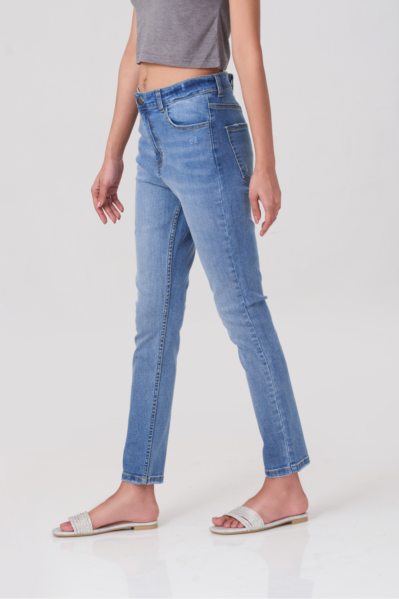 Blue Straight Slim Fit Women Jeans