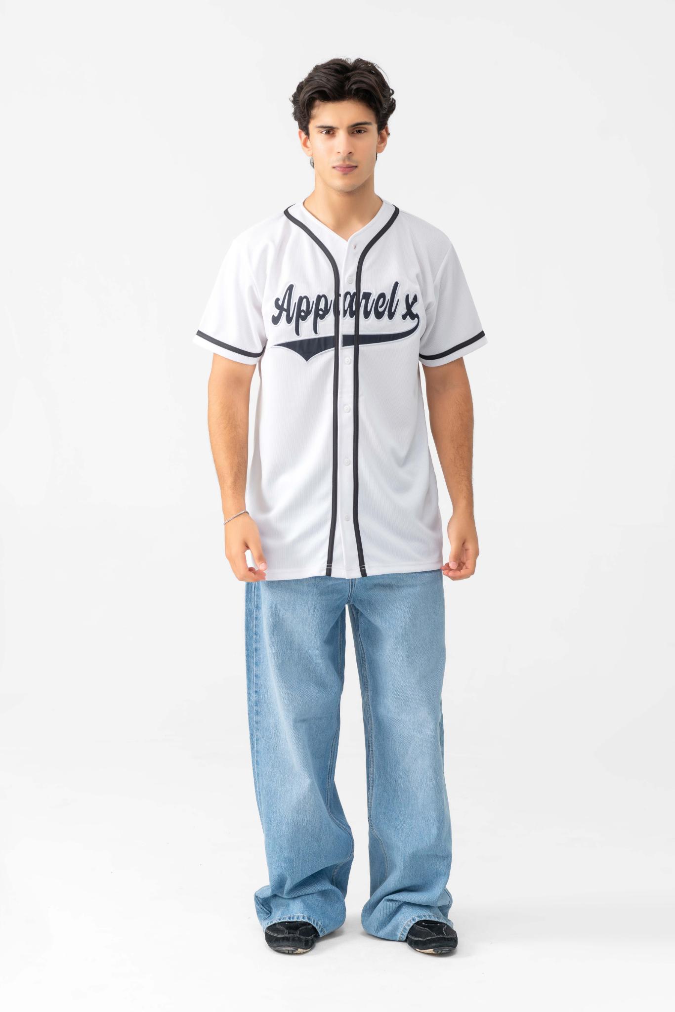 RELAXED FIT MESH BUTTON DOWN BASEBALL JERSEY SHIRT
