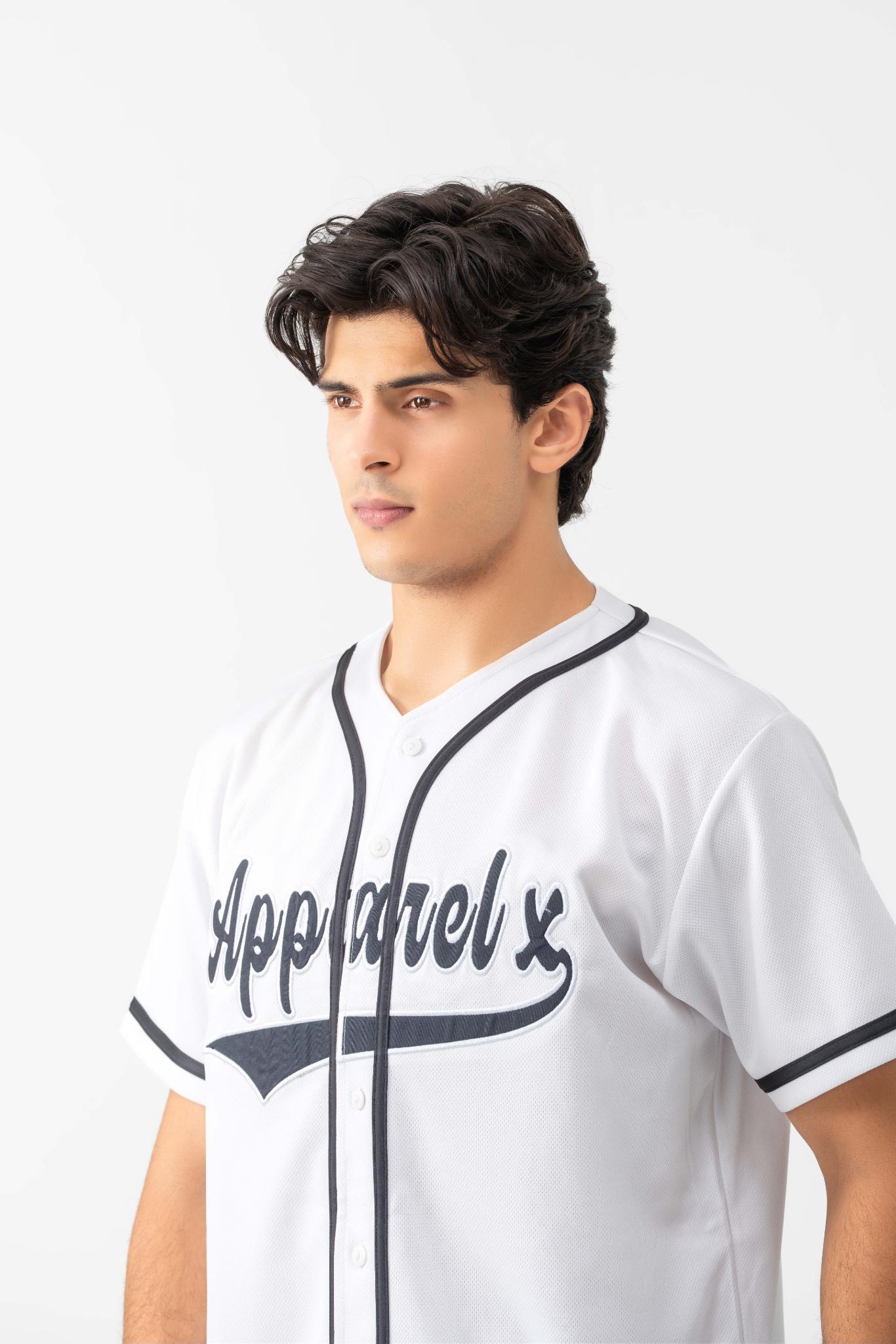 RELAXED FIT MESH BUTTON DOWN BASEBALL JERSEY SHIRT