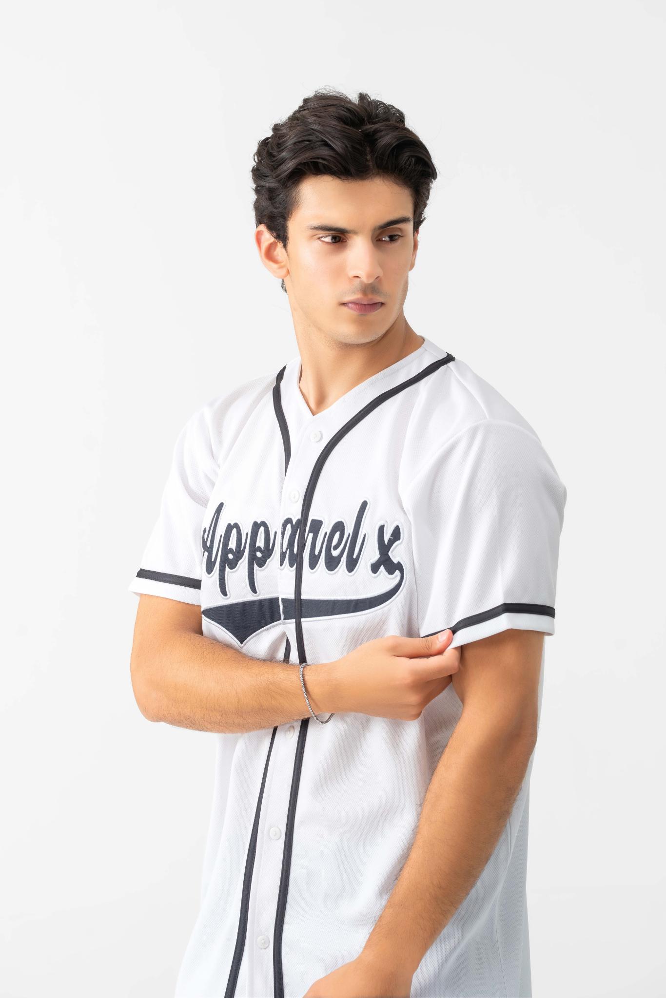 RELAXED FIT MESH BUTTON DOWN BASEBALL JERSEY SHIRT