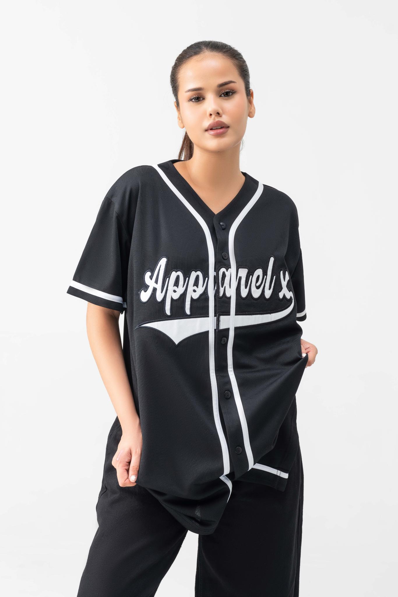 RELAXED FIT MESH BUTTON DOWN BASEBALL JERSEY SHIRT
