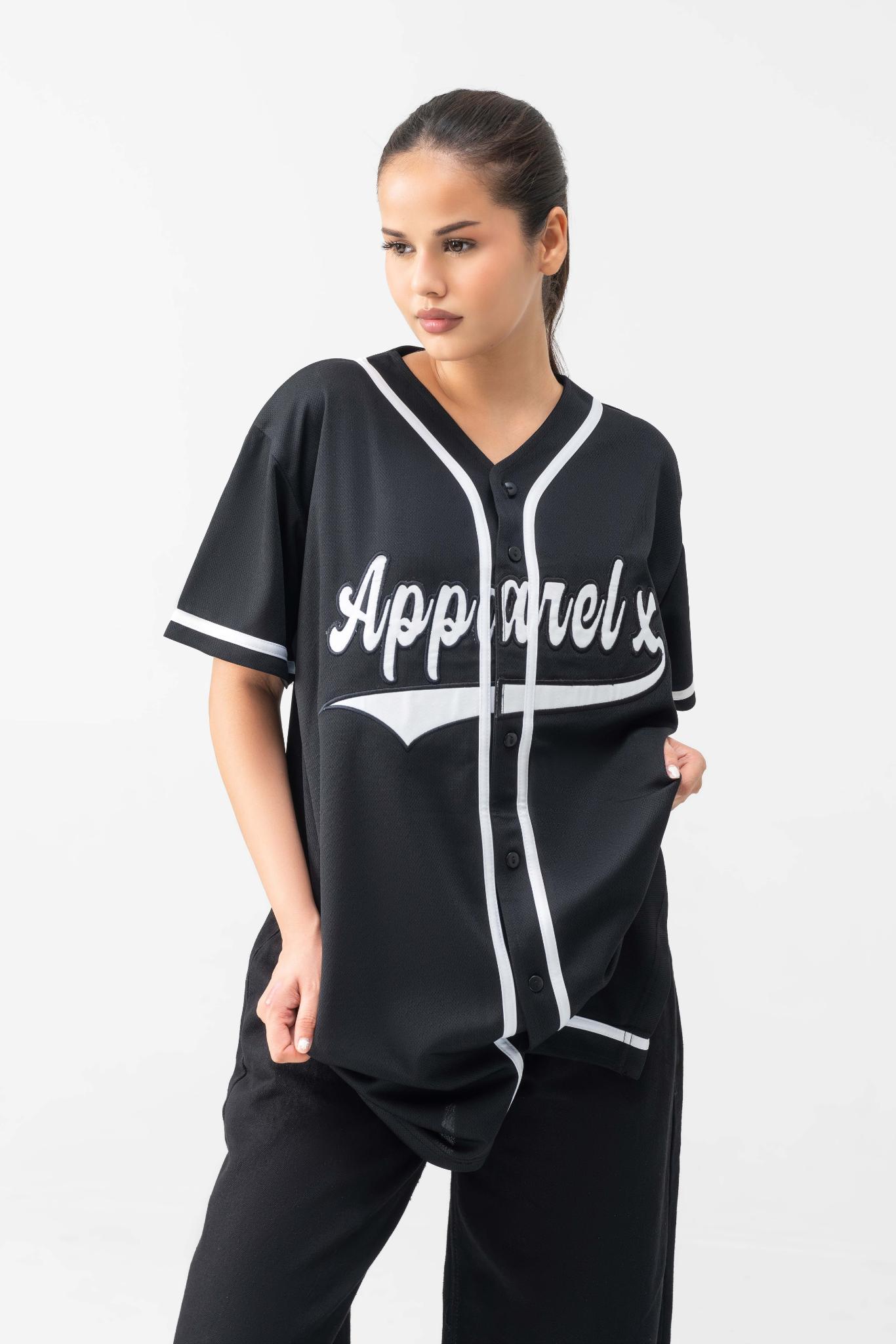 RELAXED FIT MESH BUTTON DOWN BASEBALL JERSEY SHIRT