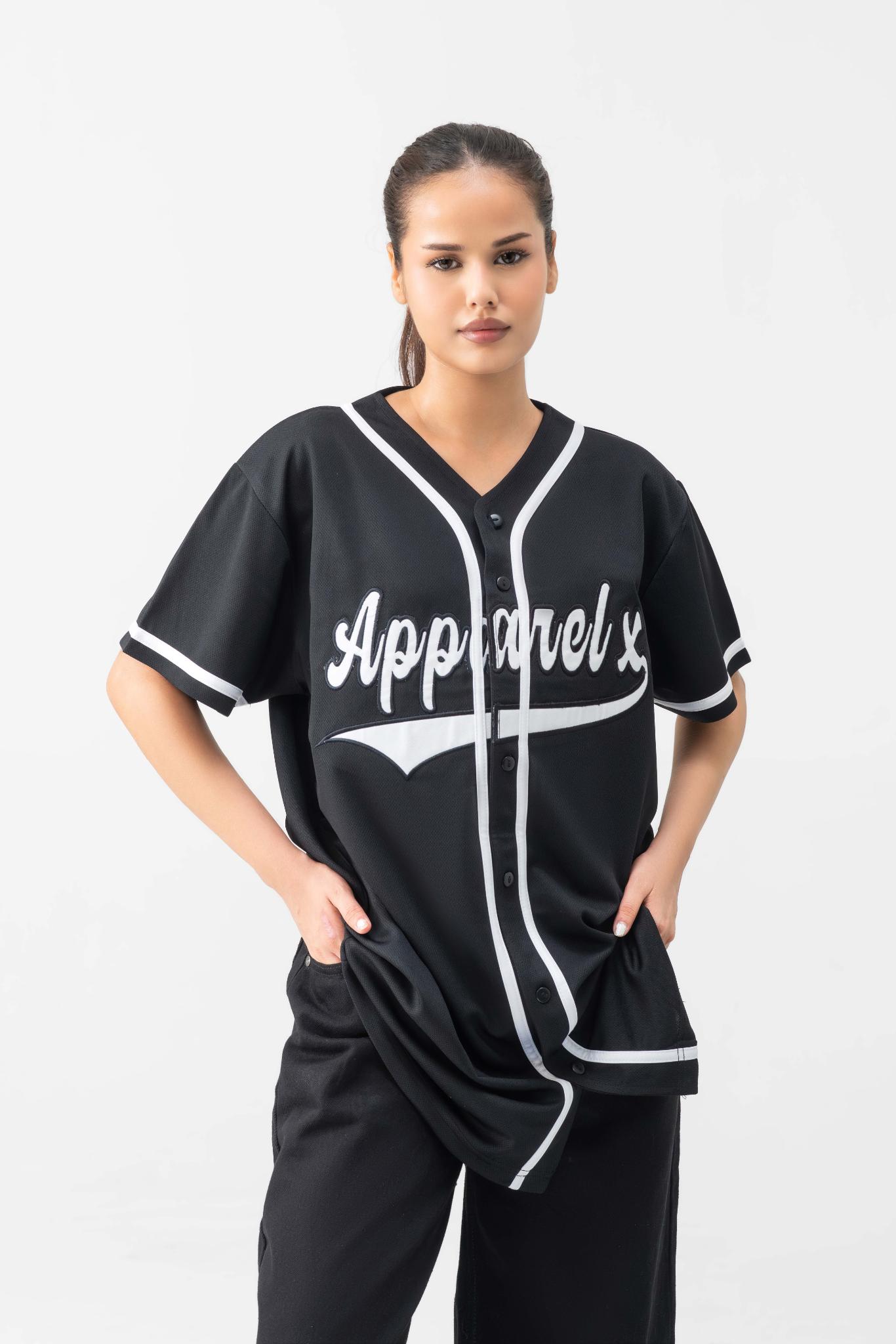 RELAXED FIT MESH BUTTON DOWN BASEBALL JERSEY SHIRT