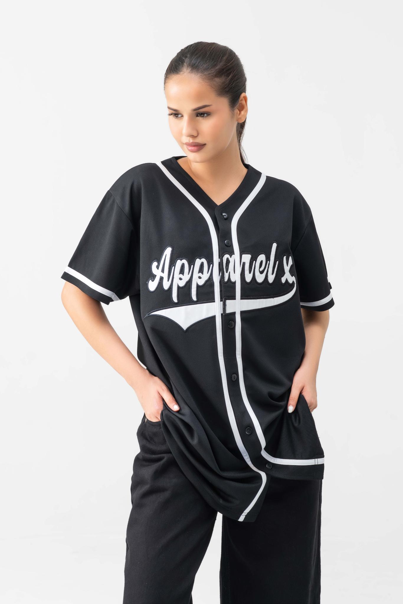RELAXED FIT MESH BUTTON DOWN BASEBALL JERSEY SHIRT